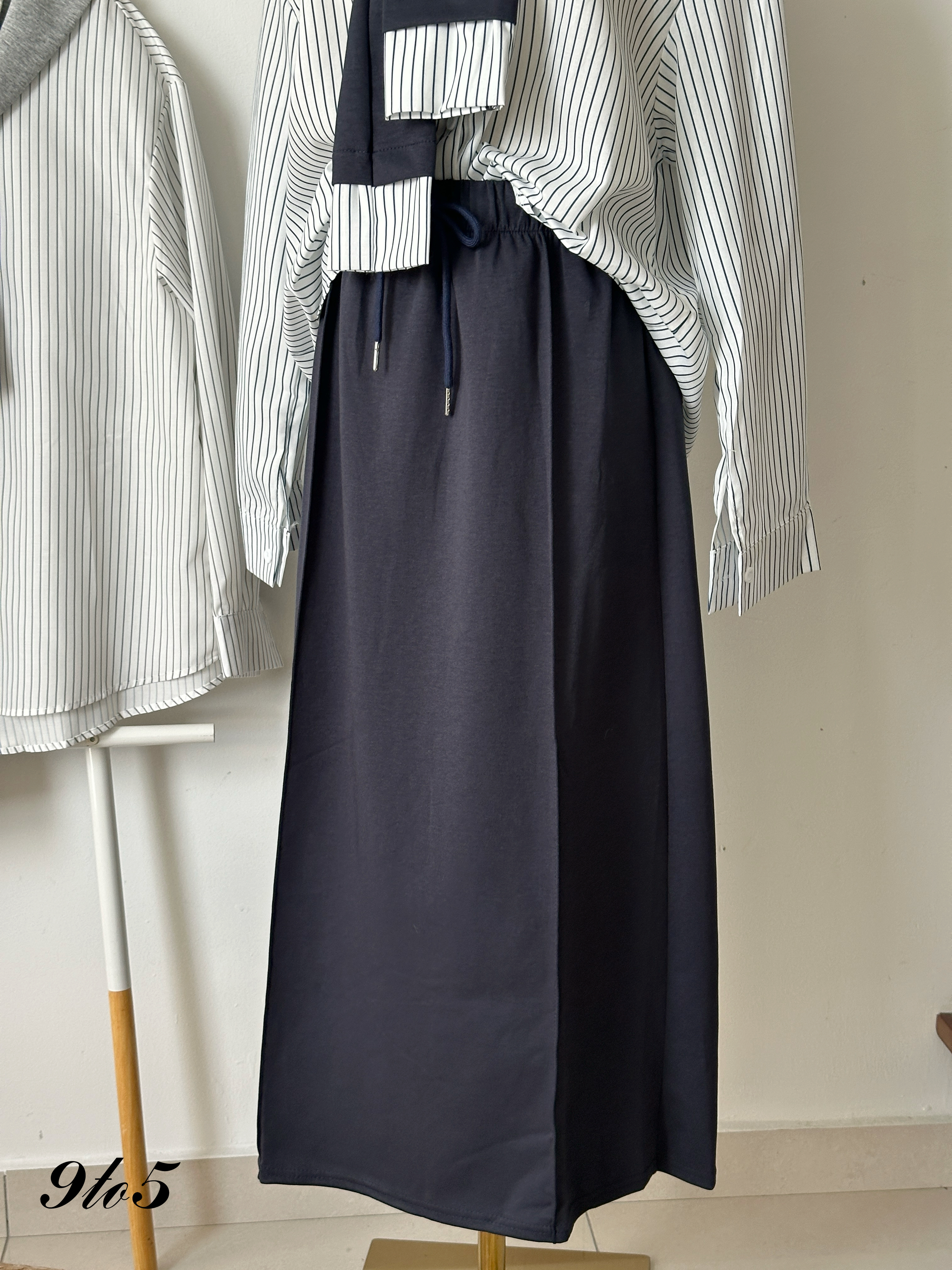 D2347 Preppy Style Matching Set - Blue & Grey