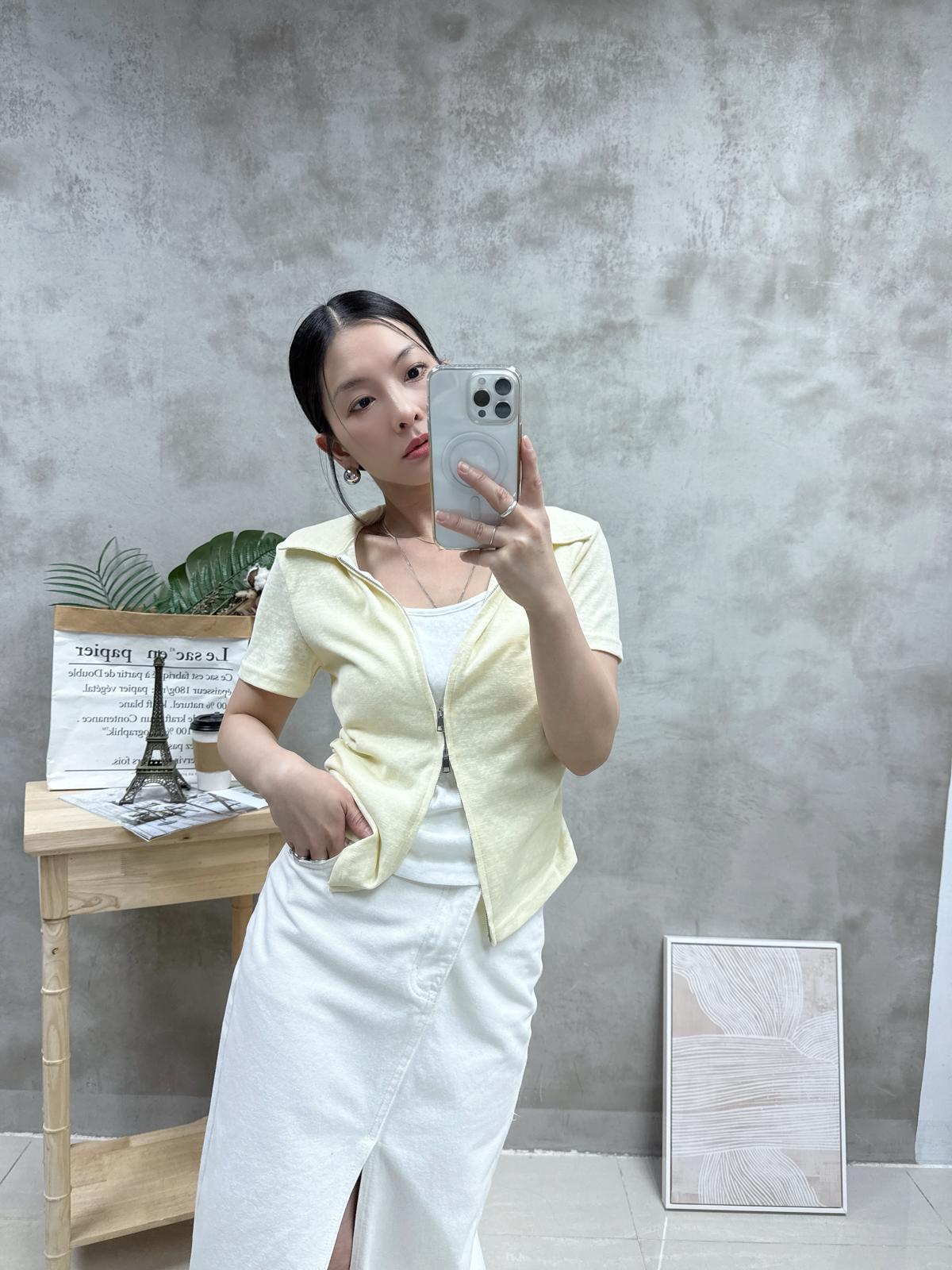 假兩件雙拉鏈Top