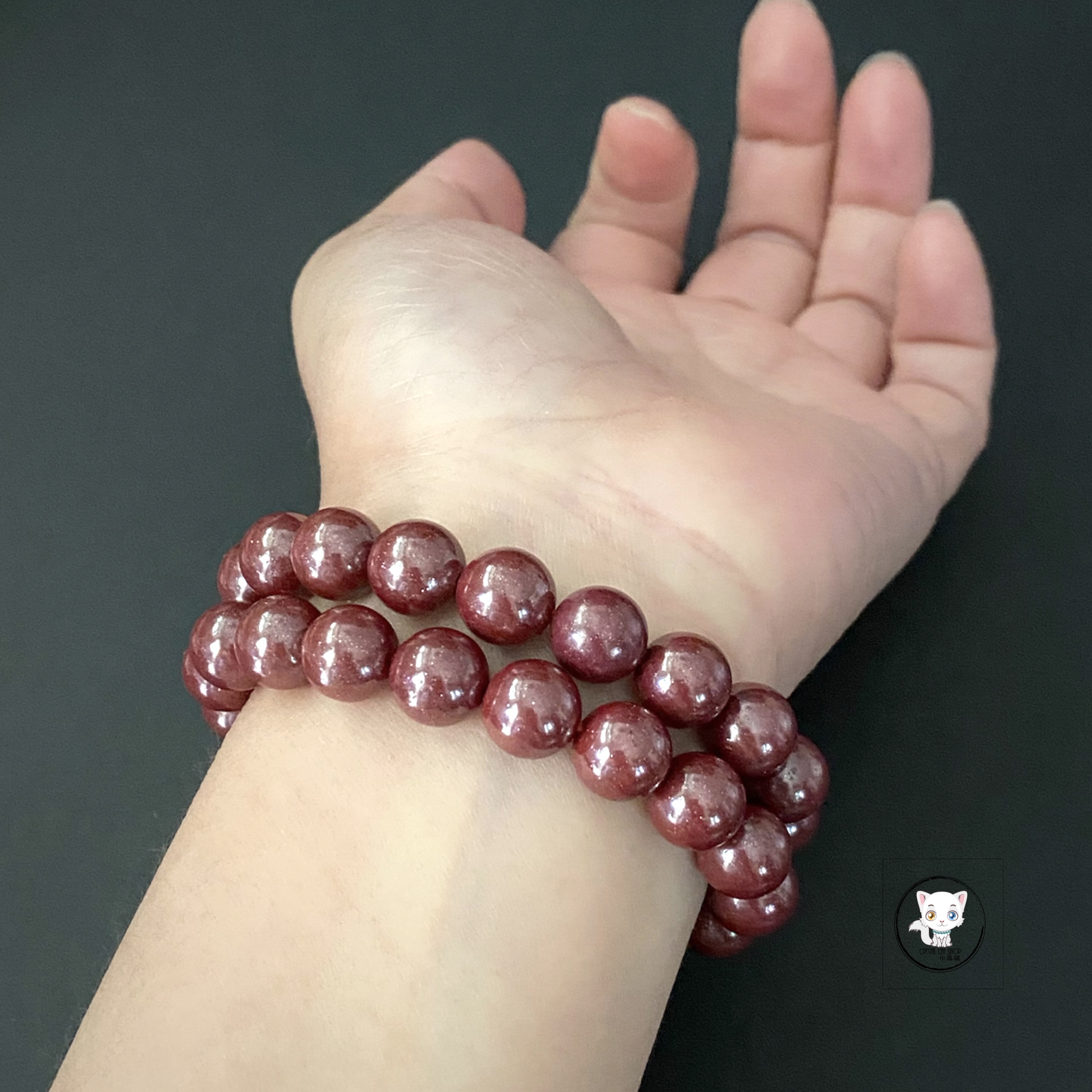 天然古法紫金硃砂手鏈 10mm