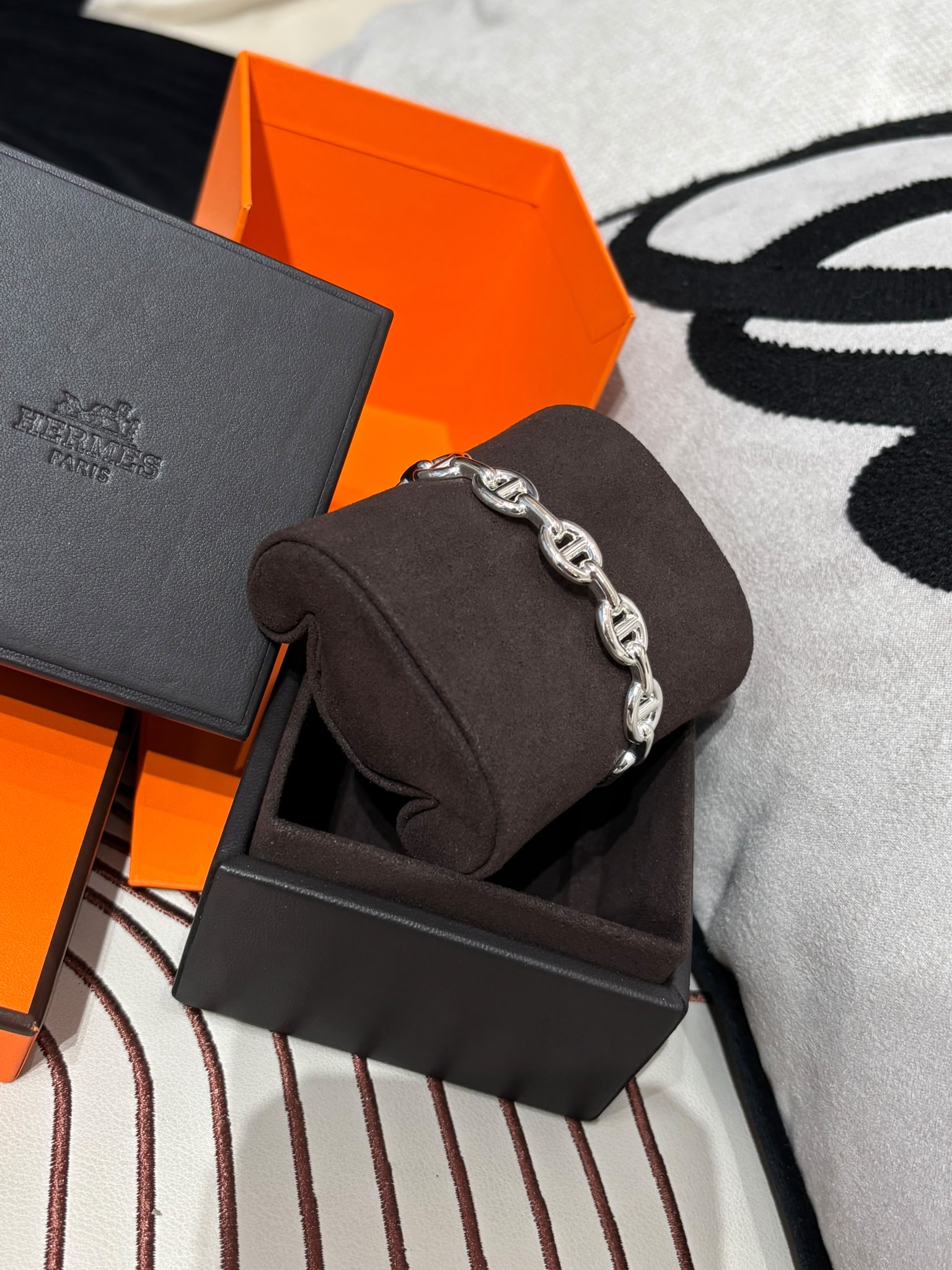 全新 HERMES 925 CHAINE D ANCRE Enchainee bracelet 純銀 豬鼻手鐲 ST16.4cm 100%Authentic,100%new 全新貨品✅收據✅Box