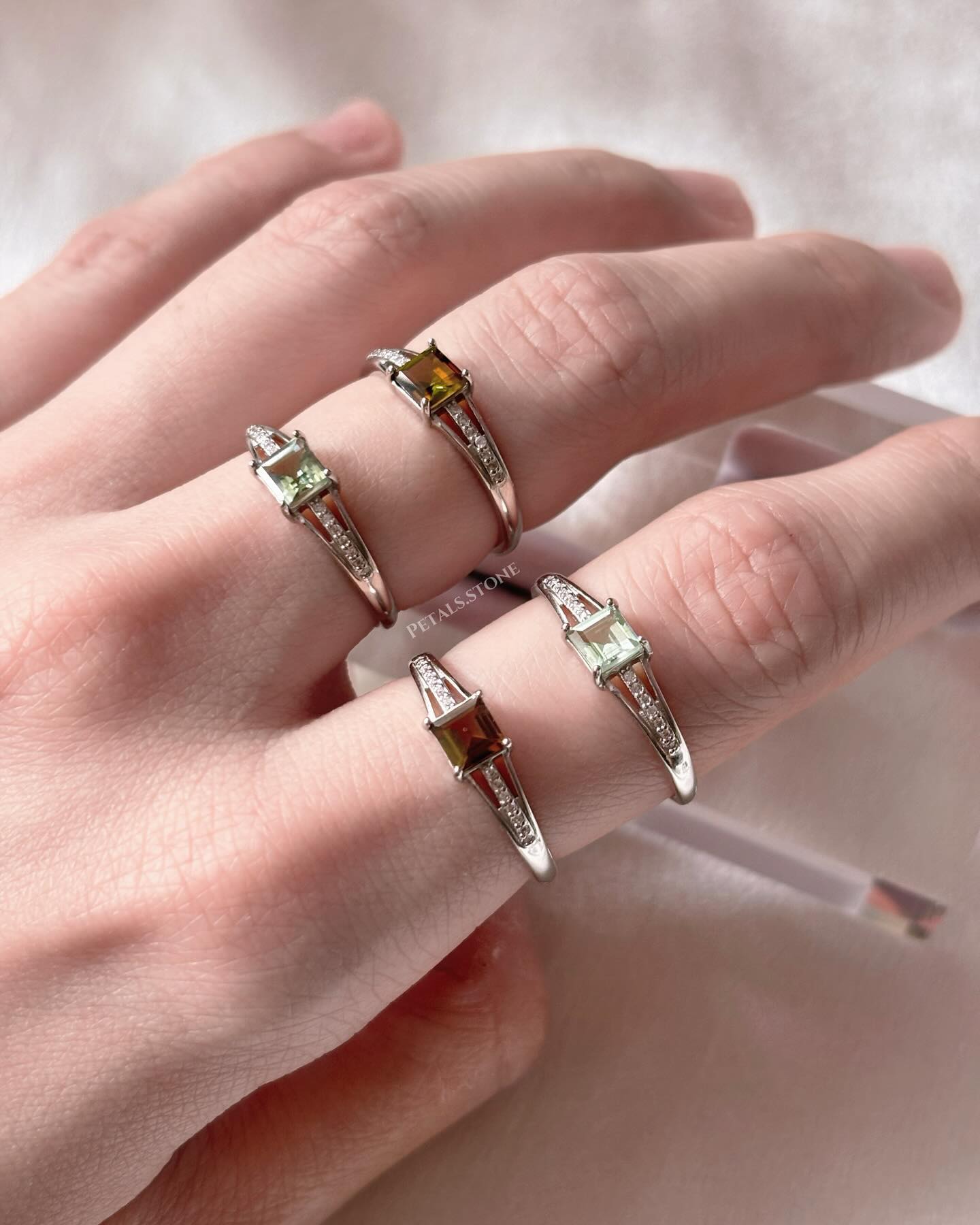 ♦︎Layered Tourmaline square-cut rings◼︎