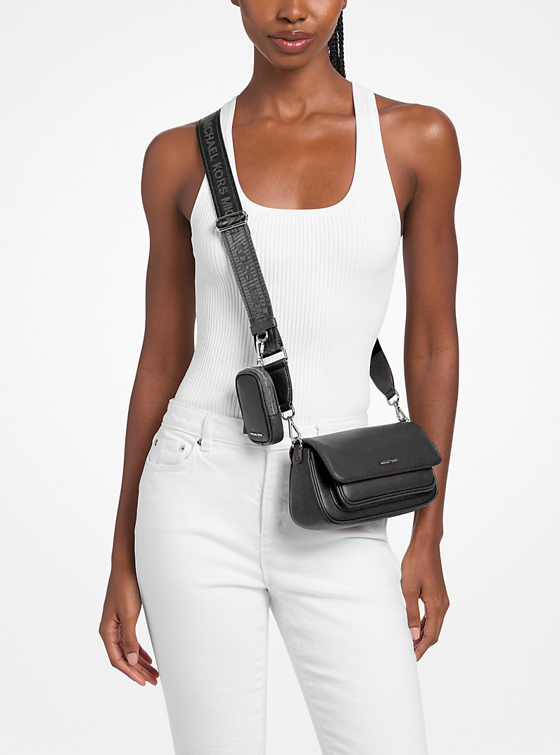 Michael Kors  Jet Set Travel Small Pebbled Leather Crossbody Bag With Pouch