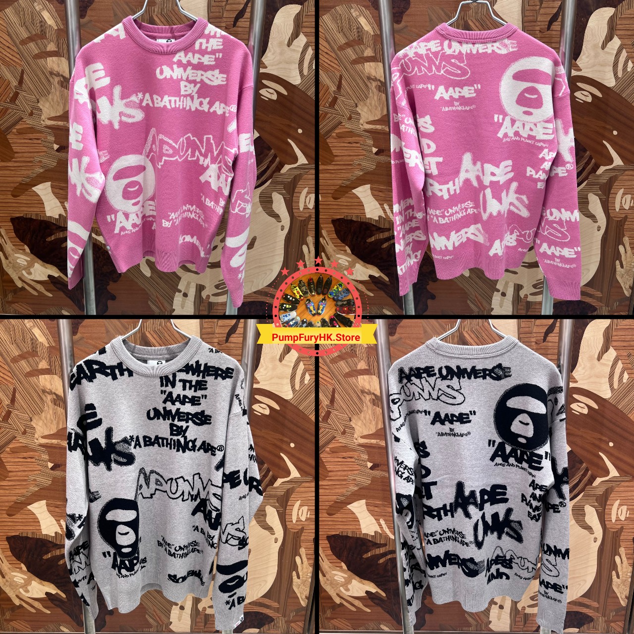AAPE AAPEUNVS moonface crew neck sweater (D362)