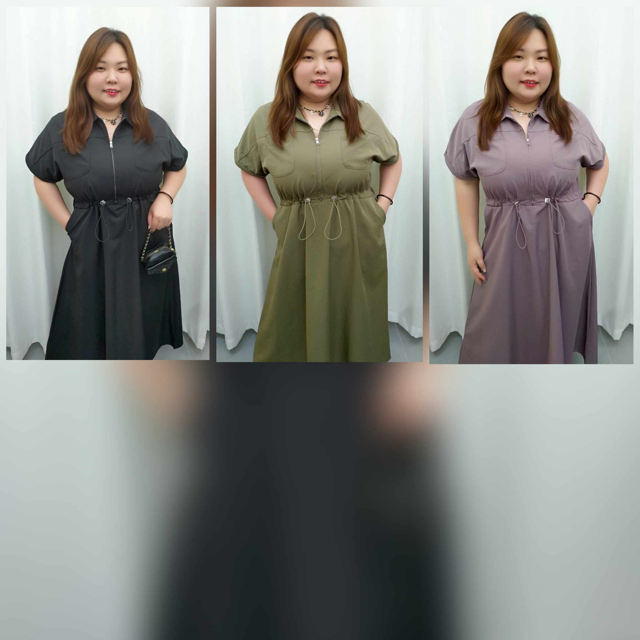 TW#8130 拉链束腰设计速干式连衣裙