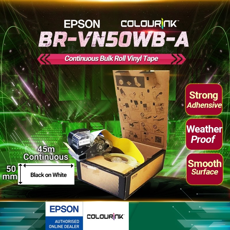 Epson Bulk Roll Vinyl Tape VN12WB VN12YB VN18WB VN18YB VN24WB VN24YB VN36WB VN36YB VN50WB VN50YB LW-Z5000WA LW-Z5010BA