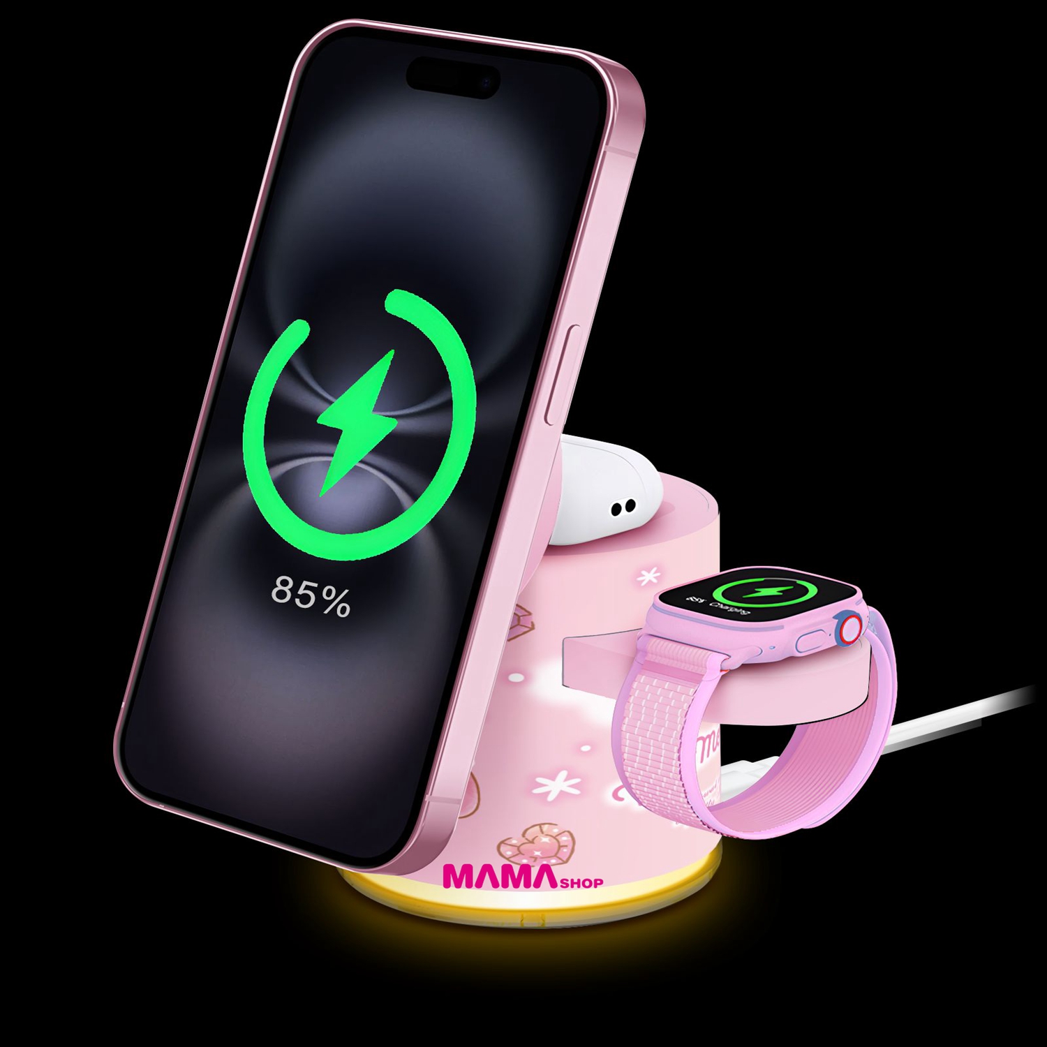 Sanrio My Melody GE1 Qi2迷你掌心5合1 MagCharge 15W 磁吸無線充電座