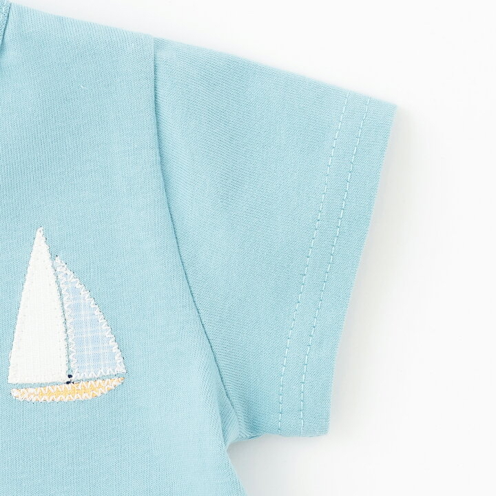 🇯🇵預訂 日本直送🇯🇵Petit Main兩色車車帆船刺繡貼花短袖連身服