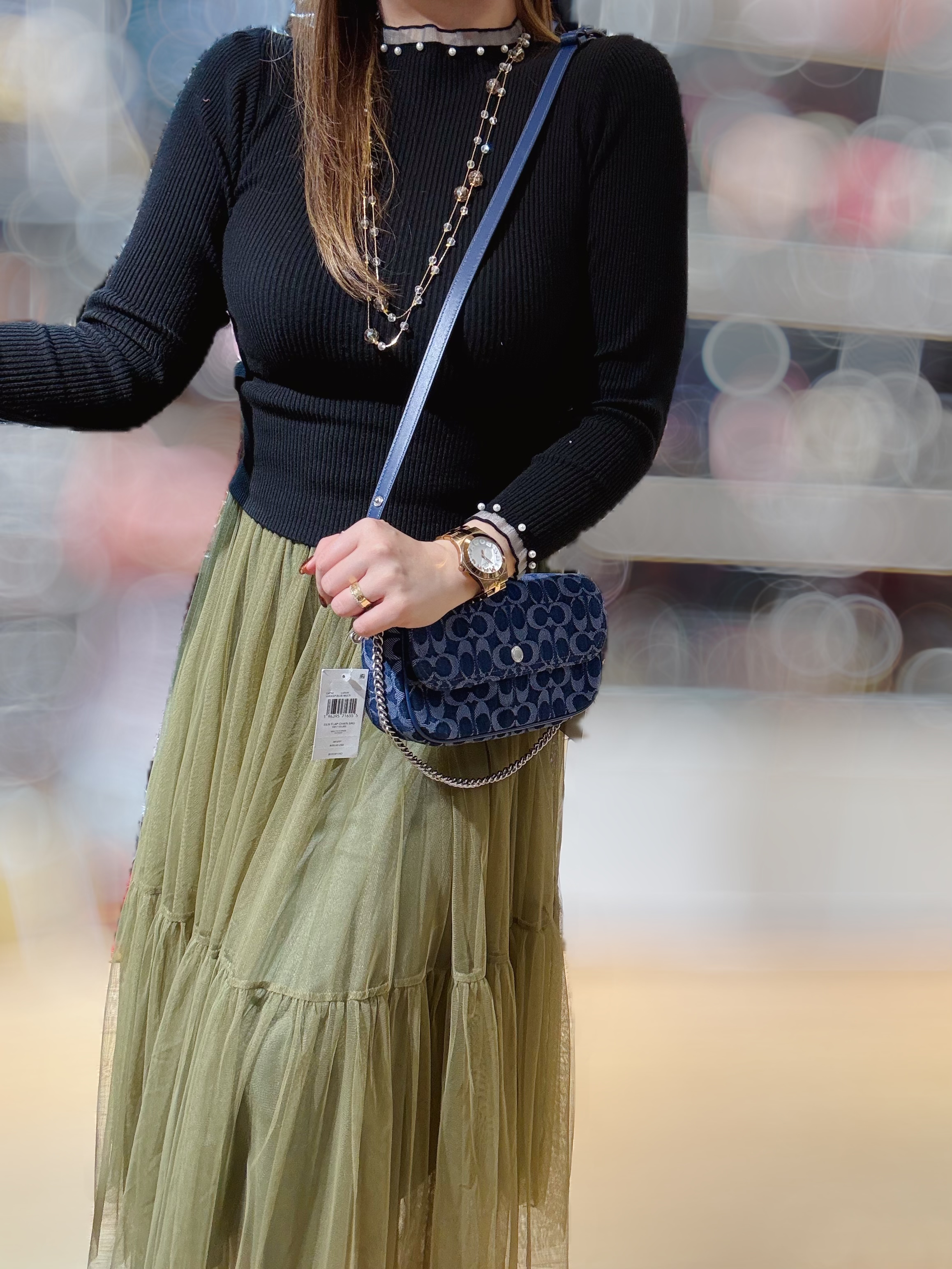 Coach Brook flap chain bag denim/m