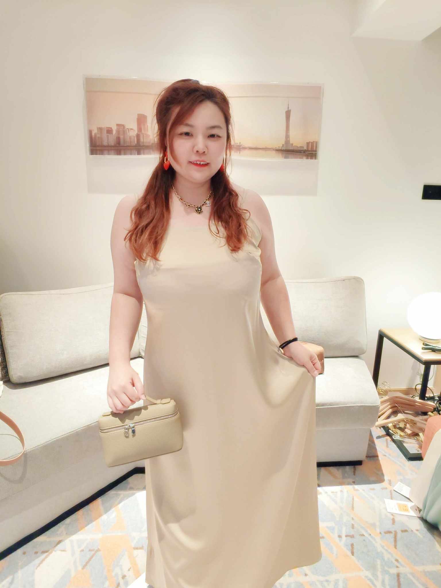 YCI01 26027 高级缎面吊带长礼服连身裙