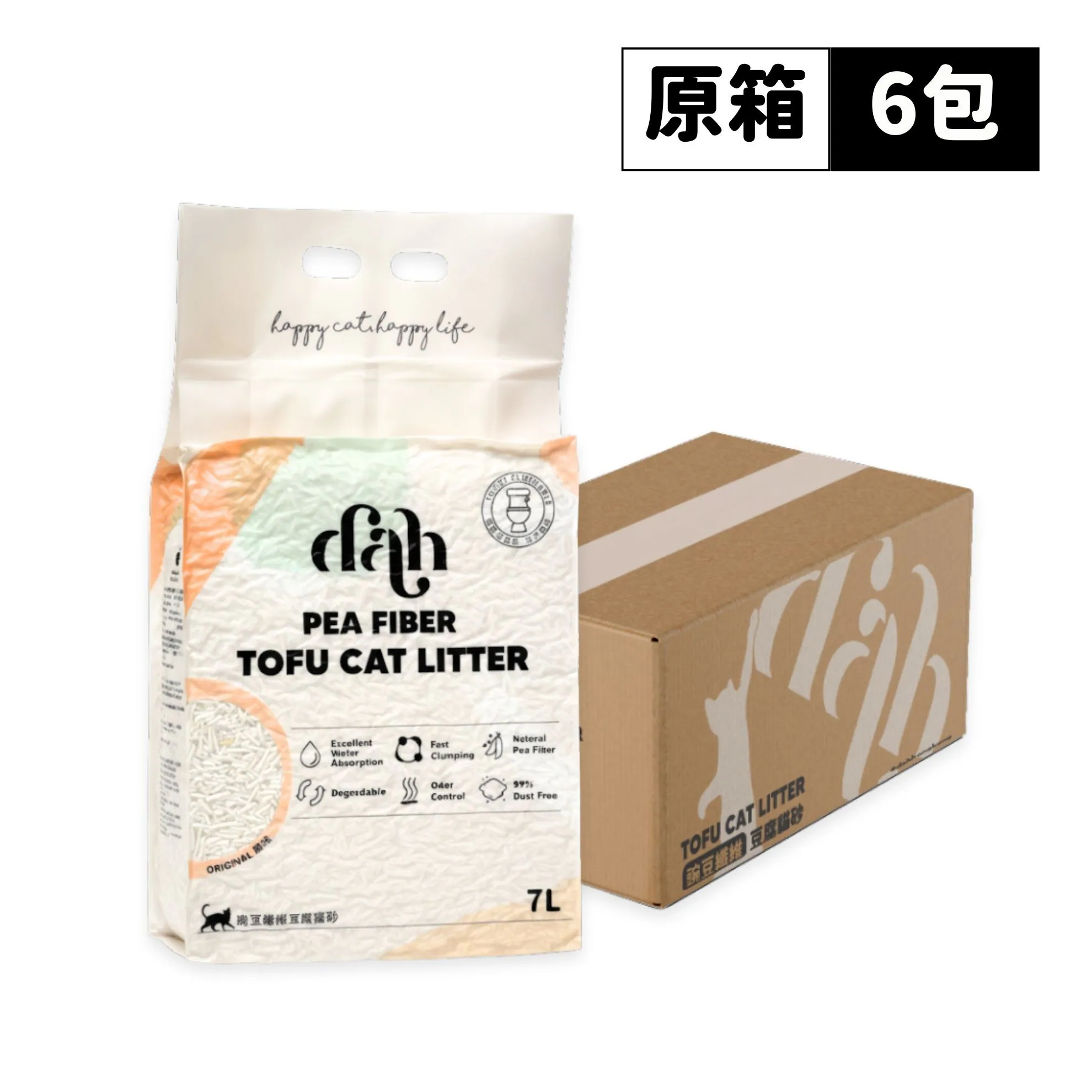 dah 天然豆腐貓砂7L ｜優質豌豆纖維製造 ［原箱6包］