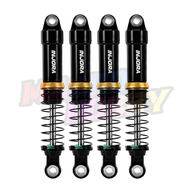 INJORA LS 59mm Aluminum Oil Shocks for 1/18 TRX4M 4PCS BLACK #530384