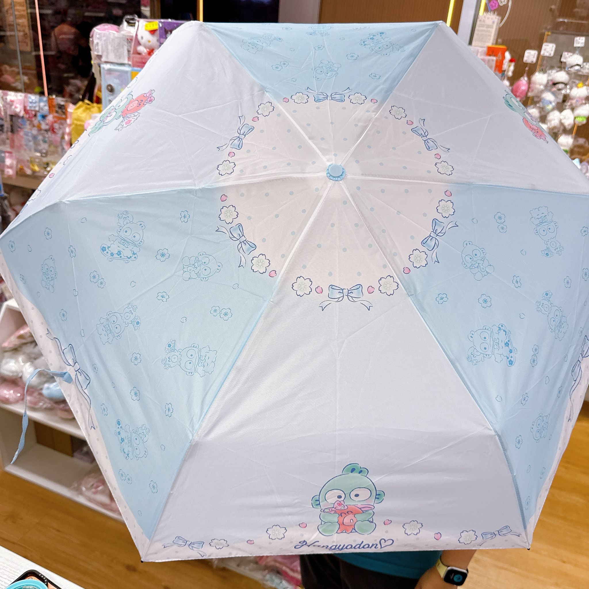 原裝行貨Sanrio 靚靚55cm自動縮骨遮配珠鏈 晴雨兼用 防uv