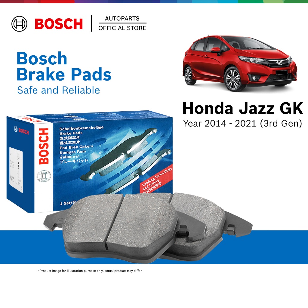 Bosch Front Brake Pads for Honda Jazz GK T5A 3rd Gen (2014 - 2021) - 0986AB2544