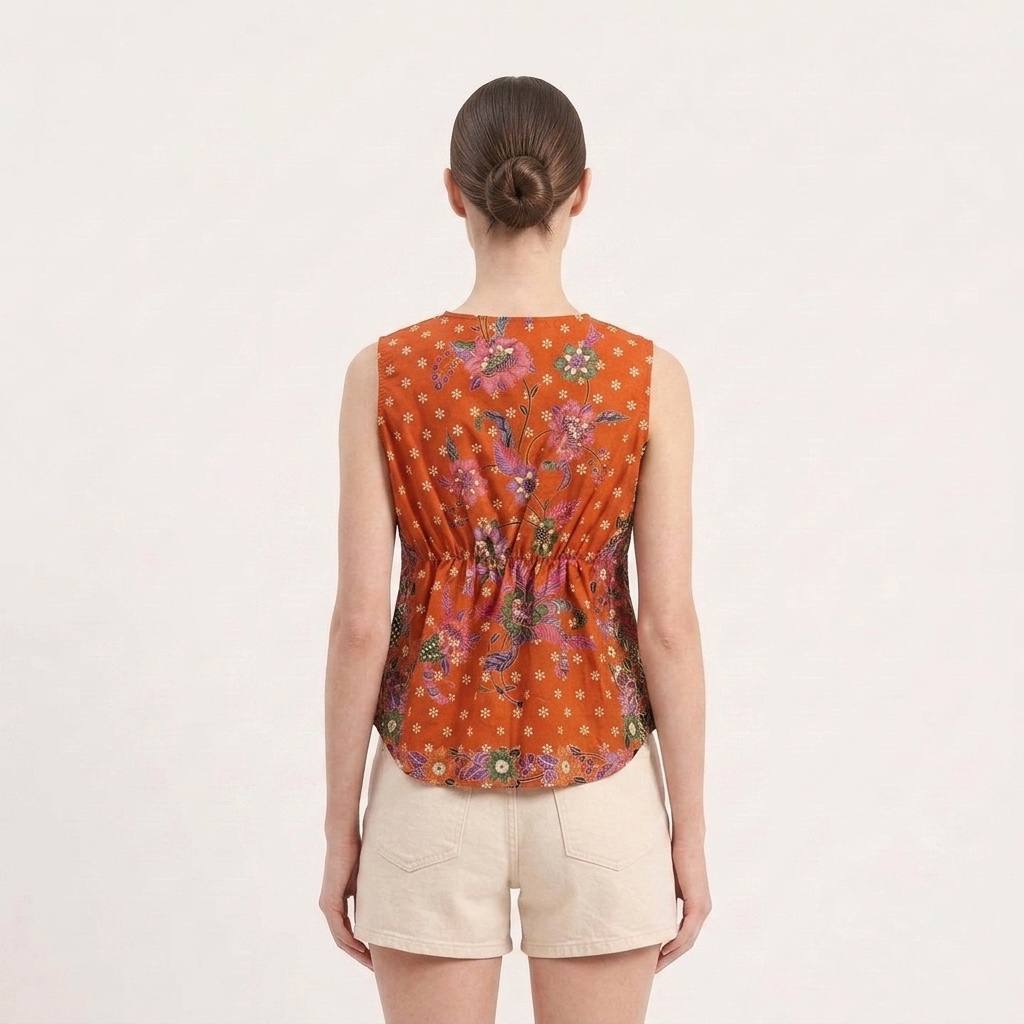 T3430 - Knotted Sleeveless Batik Top 