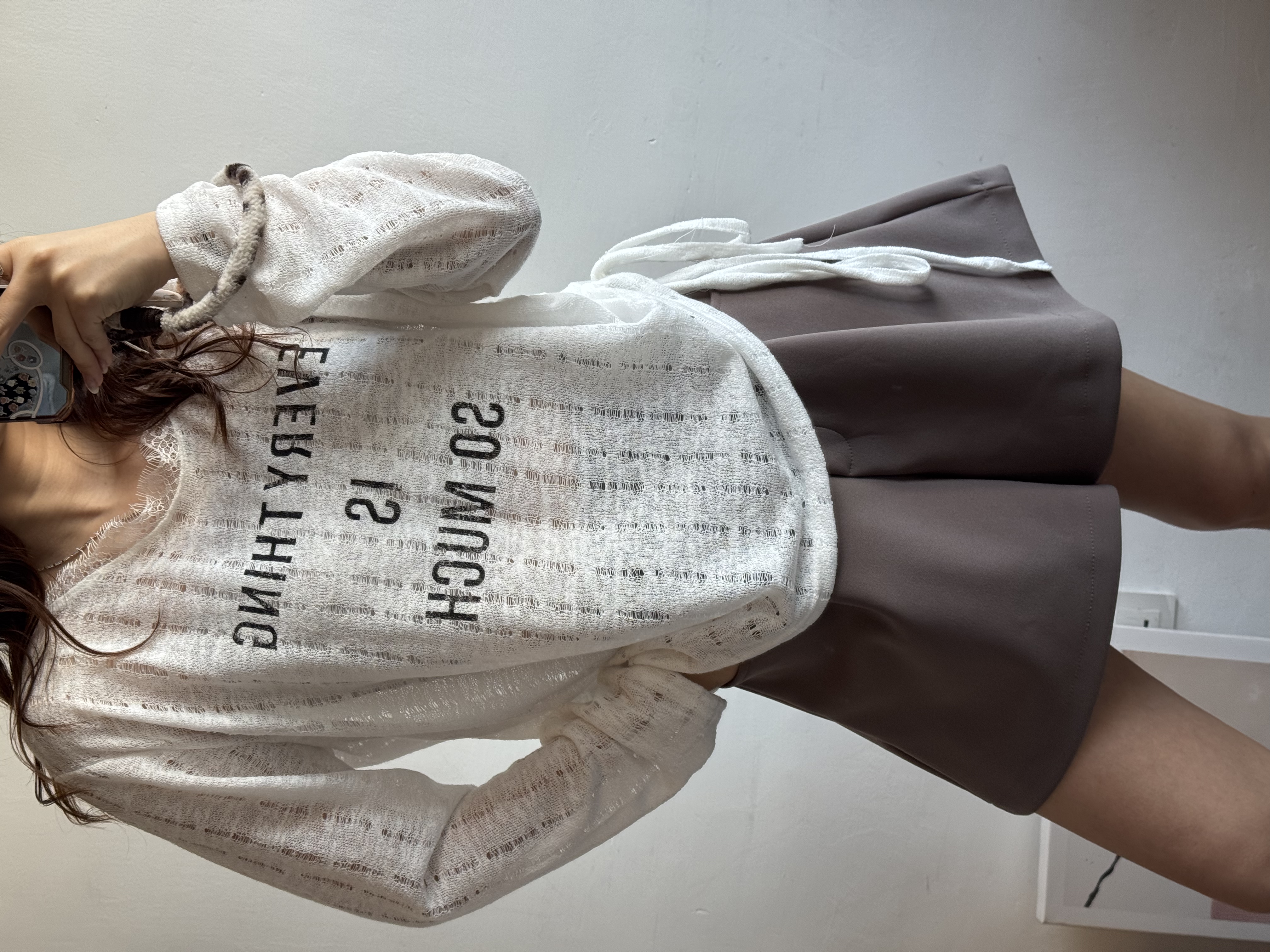 針織英文字側束Top