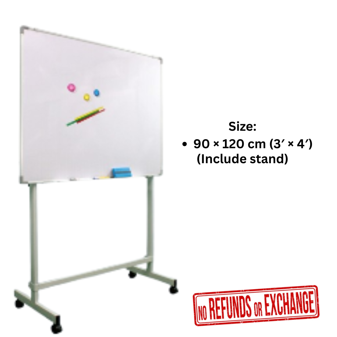 (Incl. Stand) 90 × 120 cm Magnetic Whiteboard 3′ × 4′
