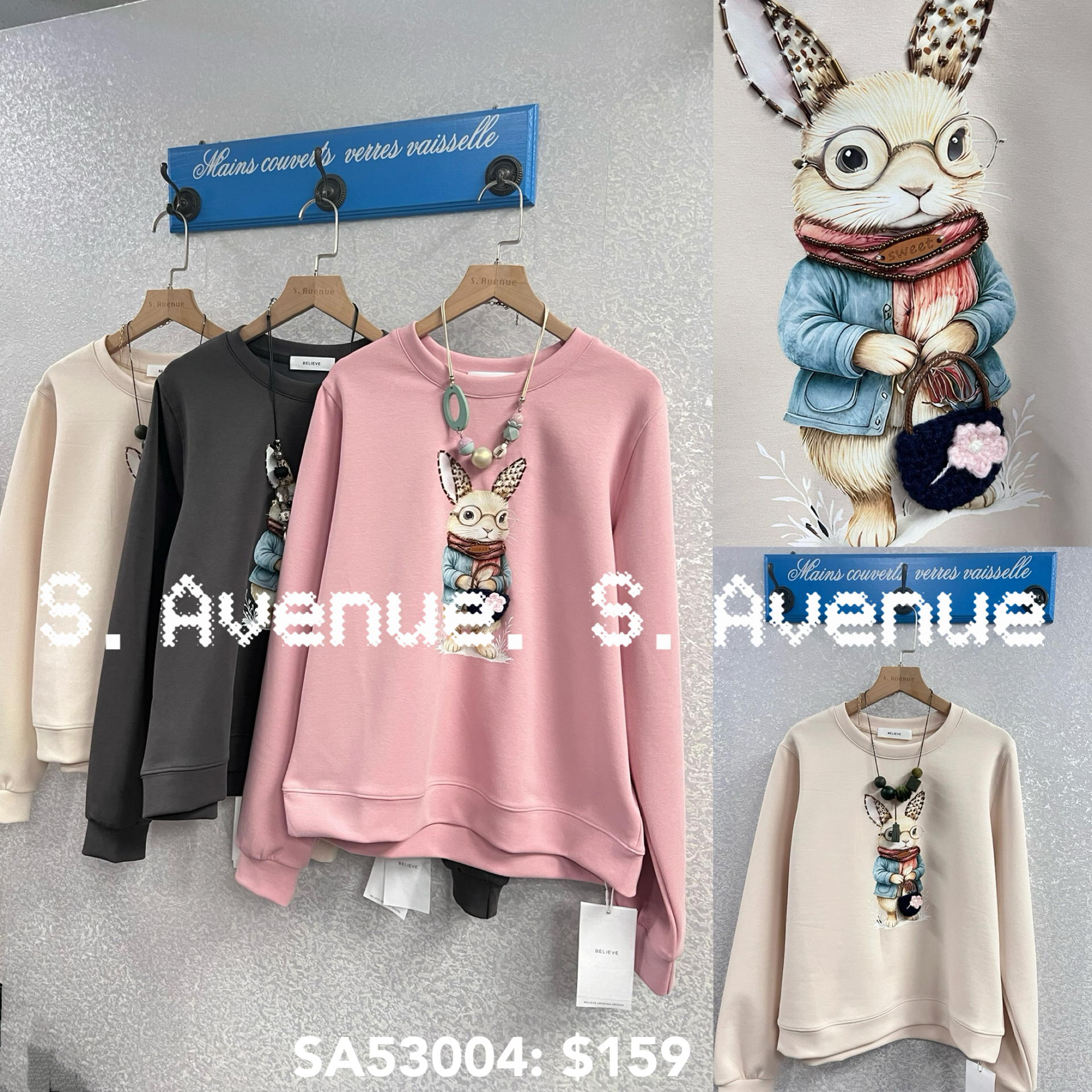 SA53004: 長袖眼鏡兔衞衣