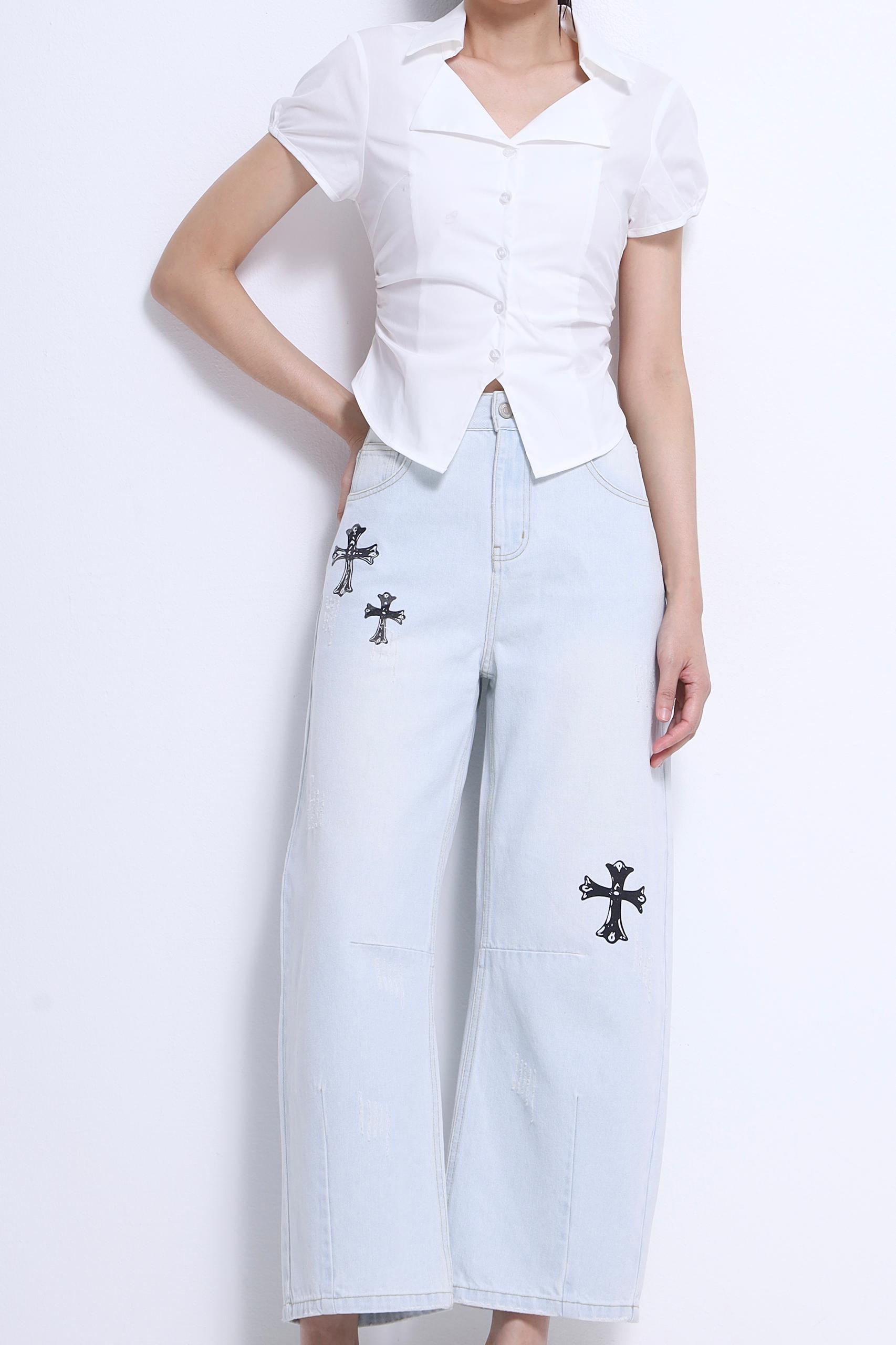 CP1679 CROSS LOGO INITIAL JEAN PANT