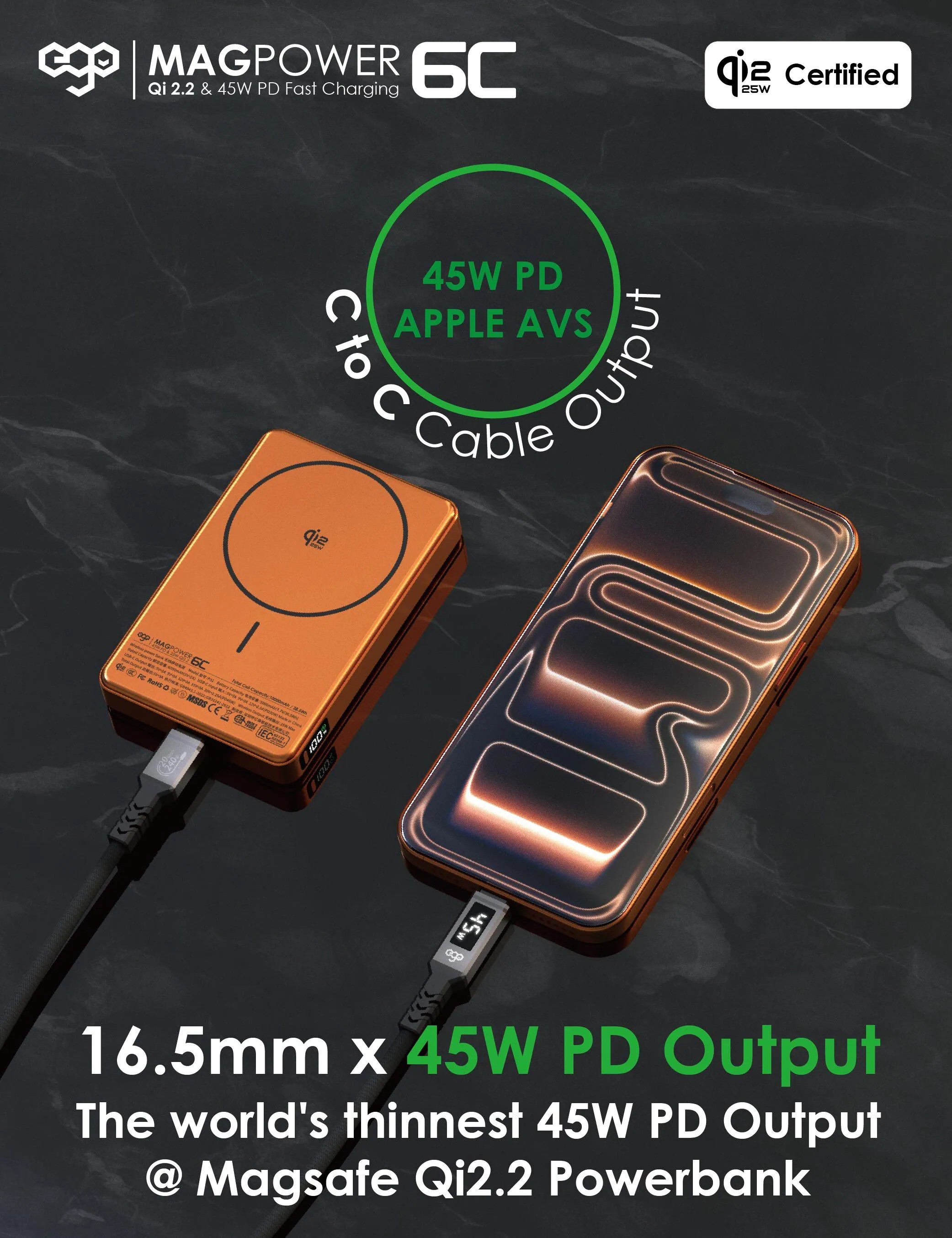 EGO MagPower 6C @ 45W & QI2.2 10000mAh 外置電 [4色選擇]