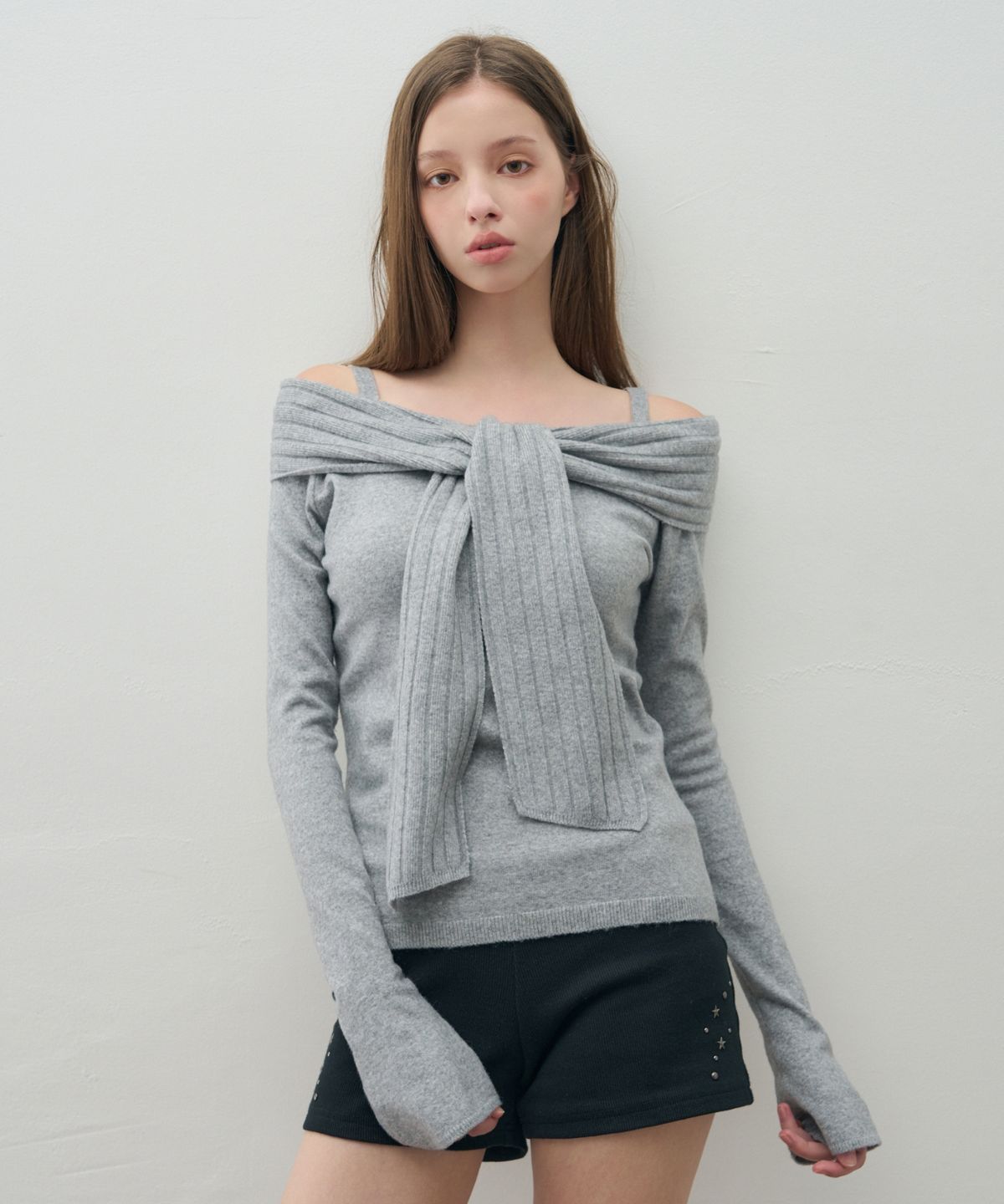 🇰🇷訂購｜LEATHERY｜Soft muffle off-shoulder knit 3色