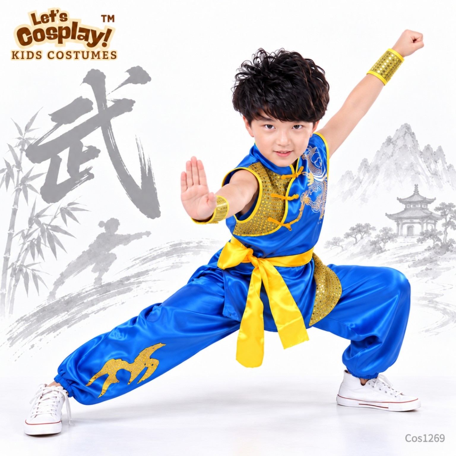 兒童中華文化日中國功夫武術服裝 100碼｜100–160碼學校表演 Kids Costume｜Lets Cosplay COS1269