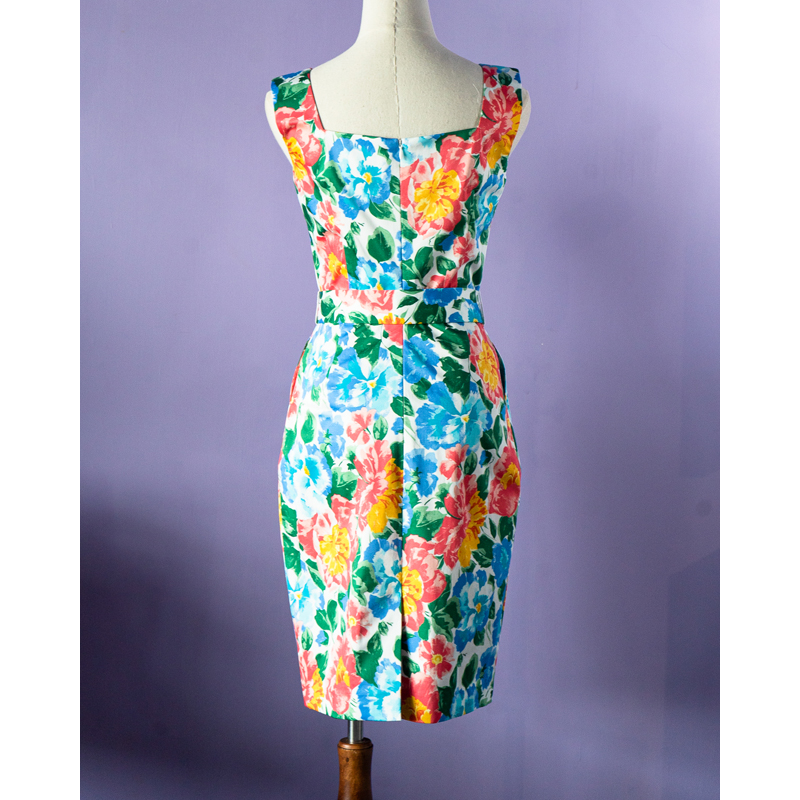 (Ready-Made) 1950s Style Square Neck Floral Summer Dress(FM182)