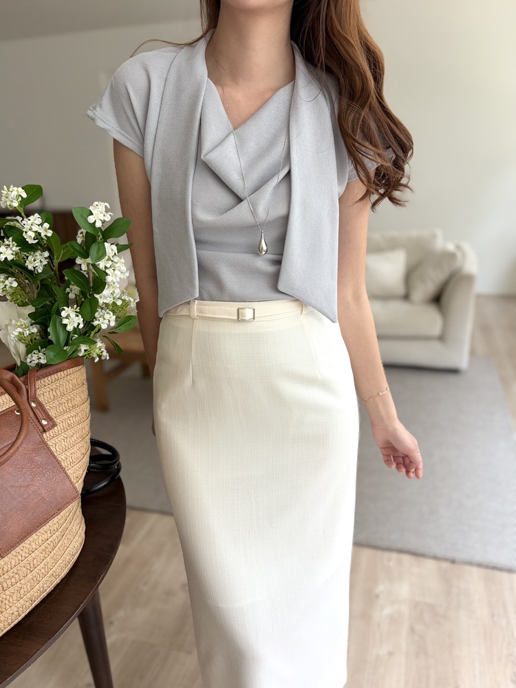 The Belted Straight Skirt (Ivory)