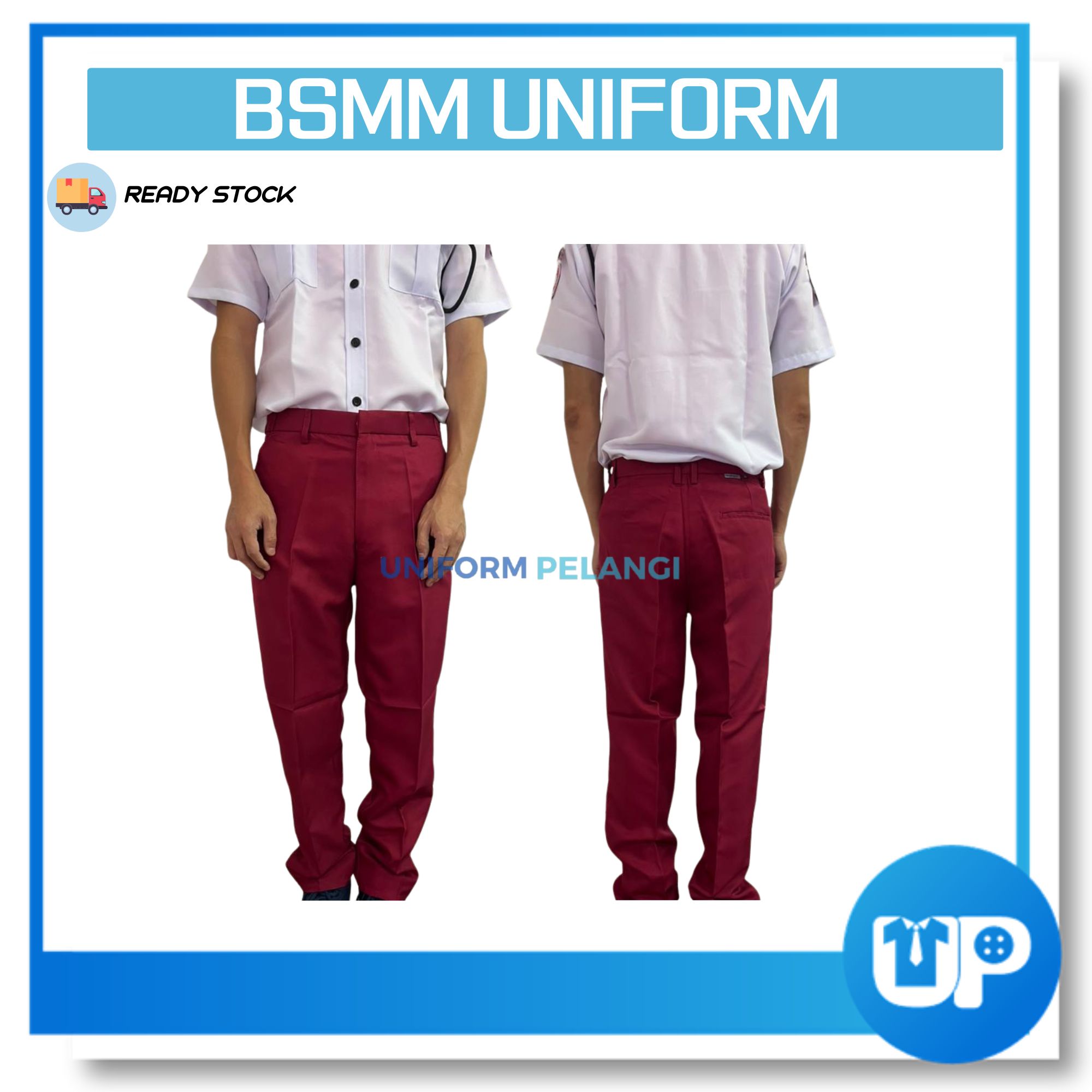 BSMM Kemeja Lengan Pendek Uniform PBSM Lengan Pendek Kemeja Bulat Sabit Merah Sek Rendah & Menengah
