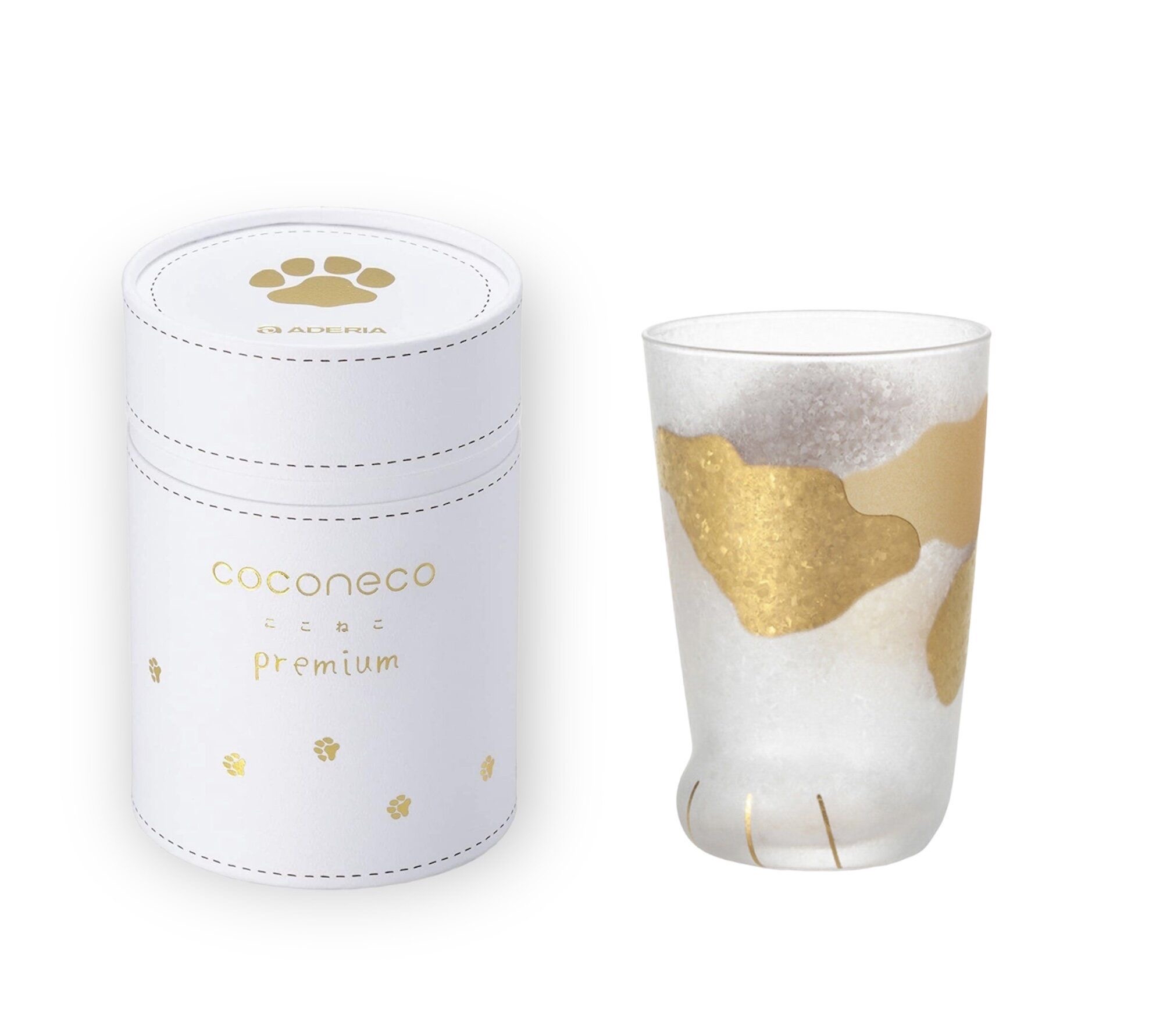 日本製 Aderia 石塚硝子 coconeco premium 金箔貓腳玻璃杯單隻禮品裝 - 61188