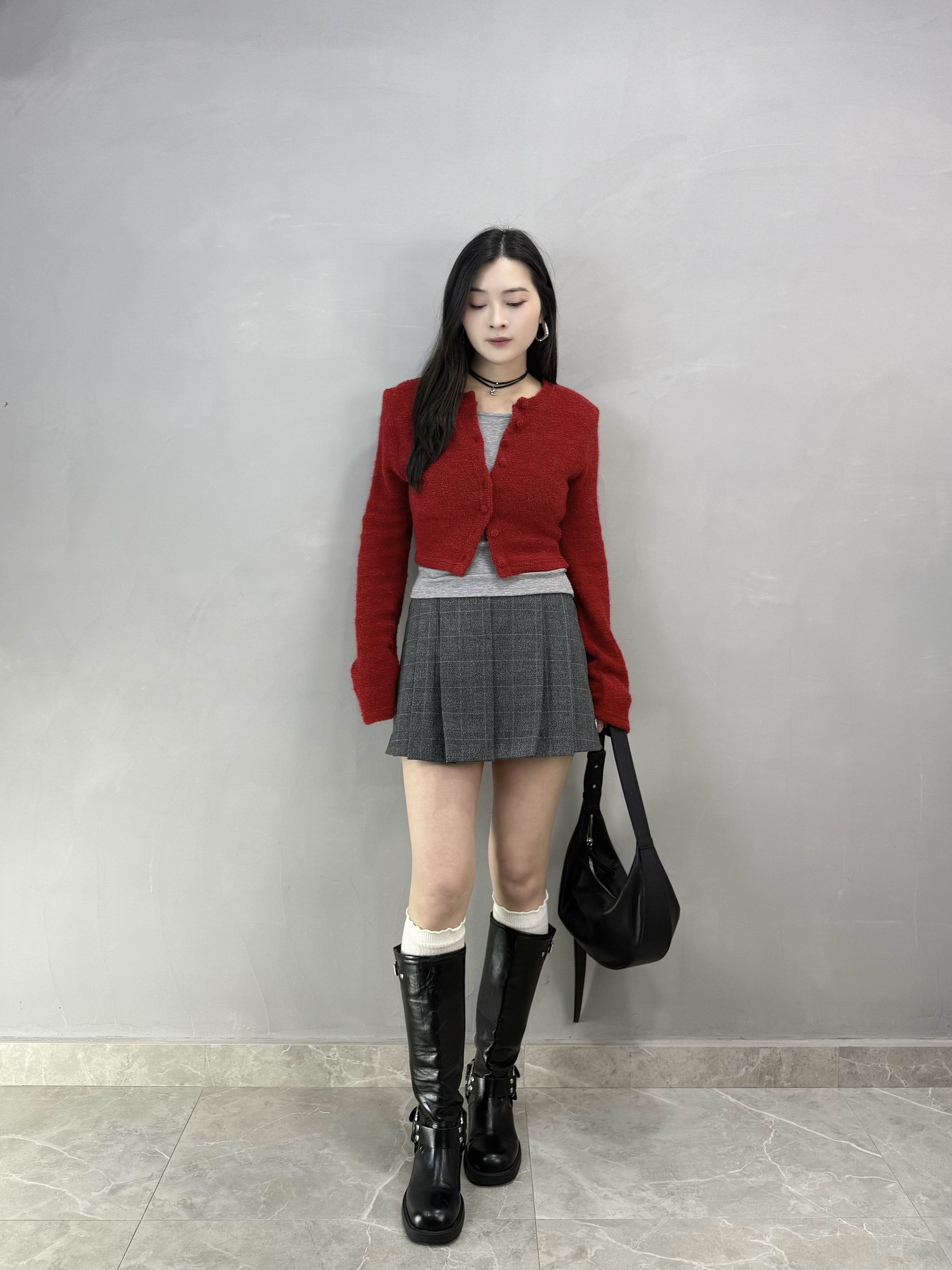 F80 拼色假兩件扣鈕Top