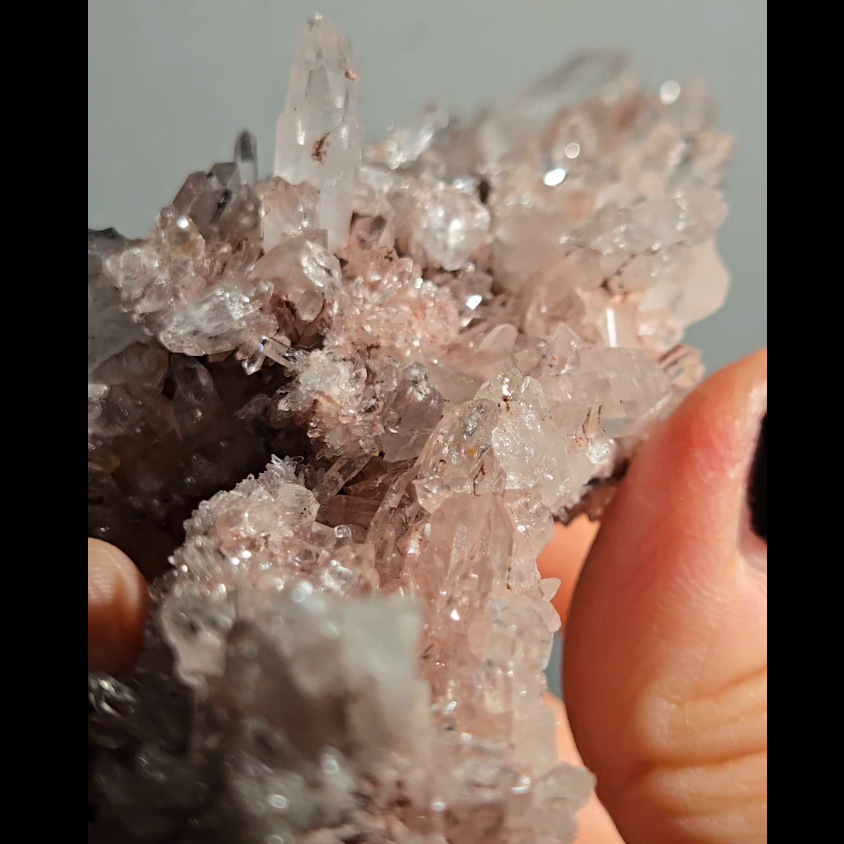 Extra pink pink Lemurian cluster with crystals on both sides - LQ194