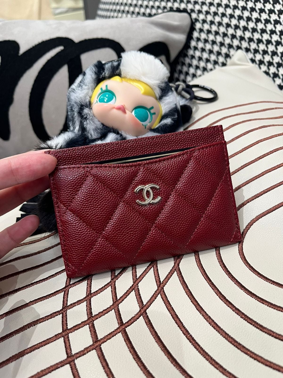 未使用品Chanel card holder 酒紅色荔枝牛皮 100%Authentic,unused✅28card✅dust bag