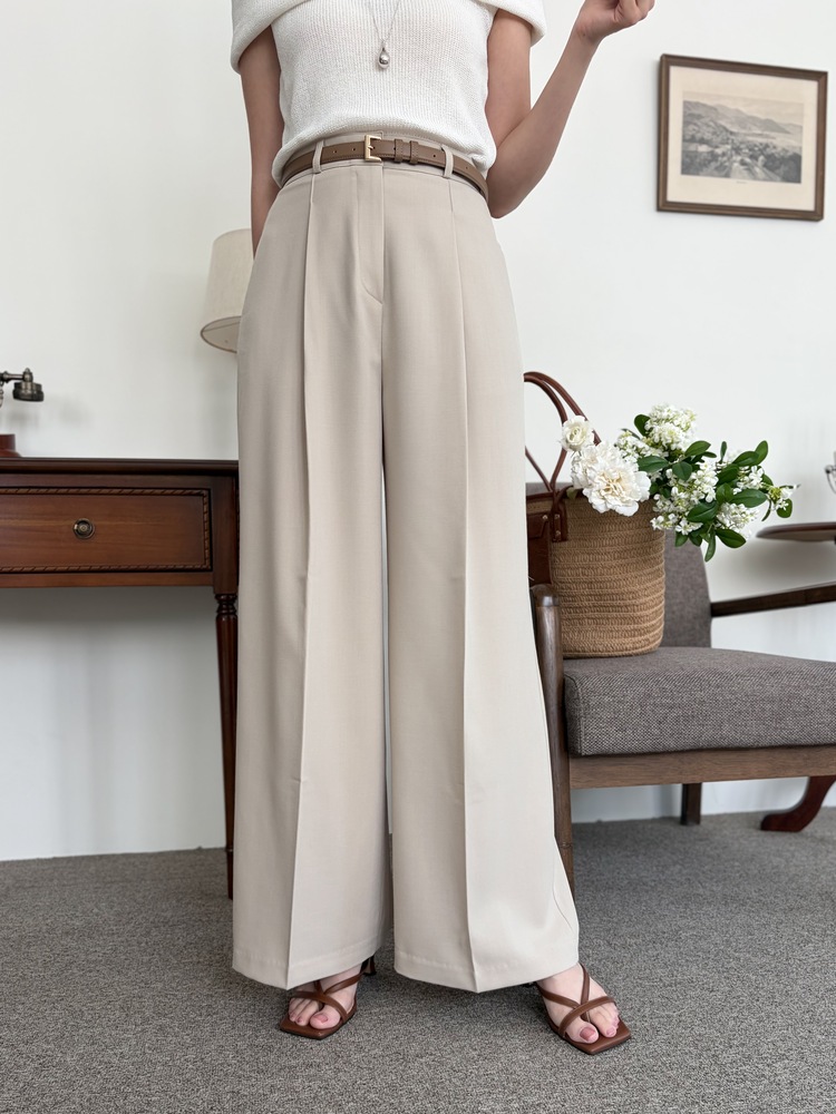 [輕薄!] Summer Timeless Rayon Pants (Light Beige)