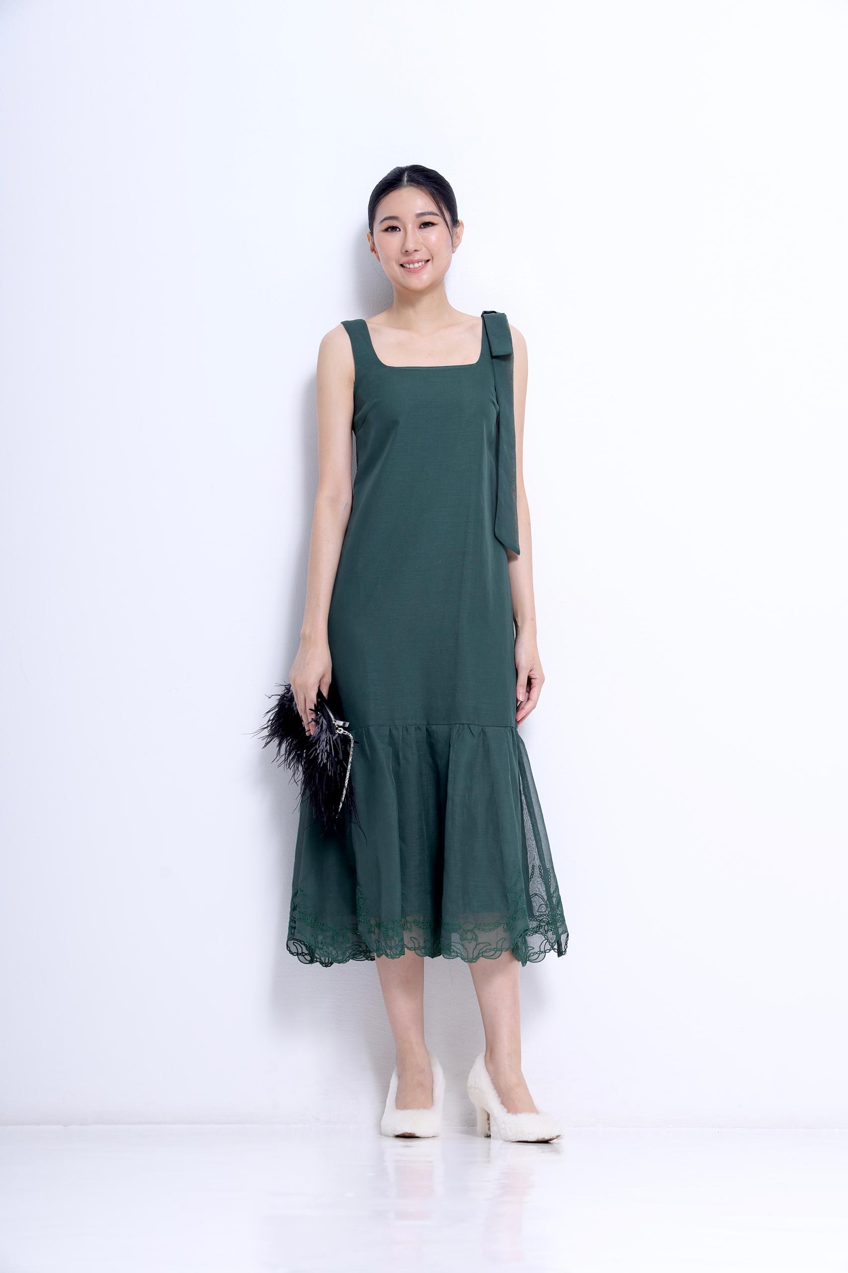 CD2152 PHEONY MESH ORGANZA EMBD DRESS