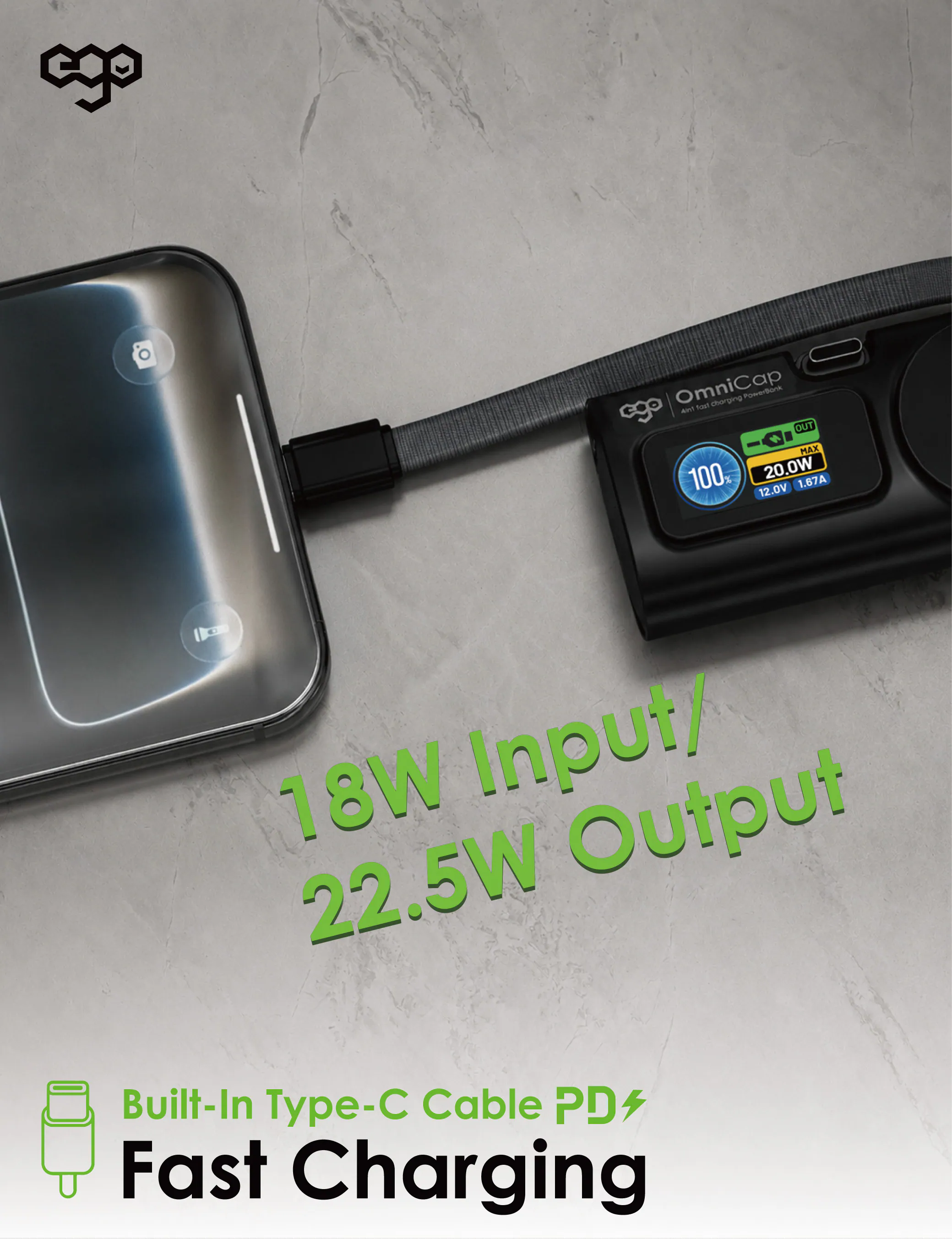 EGO OmniCap @5000mAh 4in1 外置電 M23 4in1 口袋全能外置電 (3C可追溯二維碼)