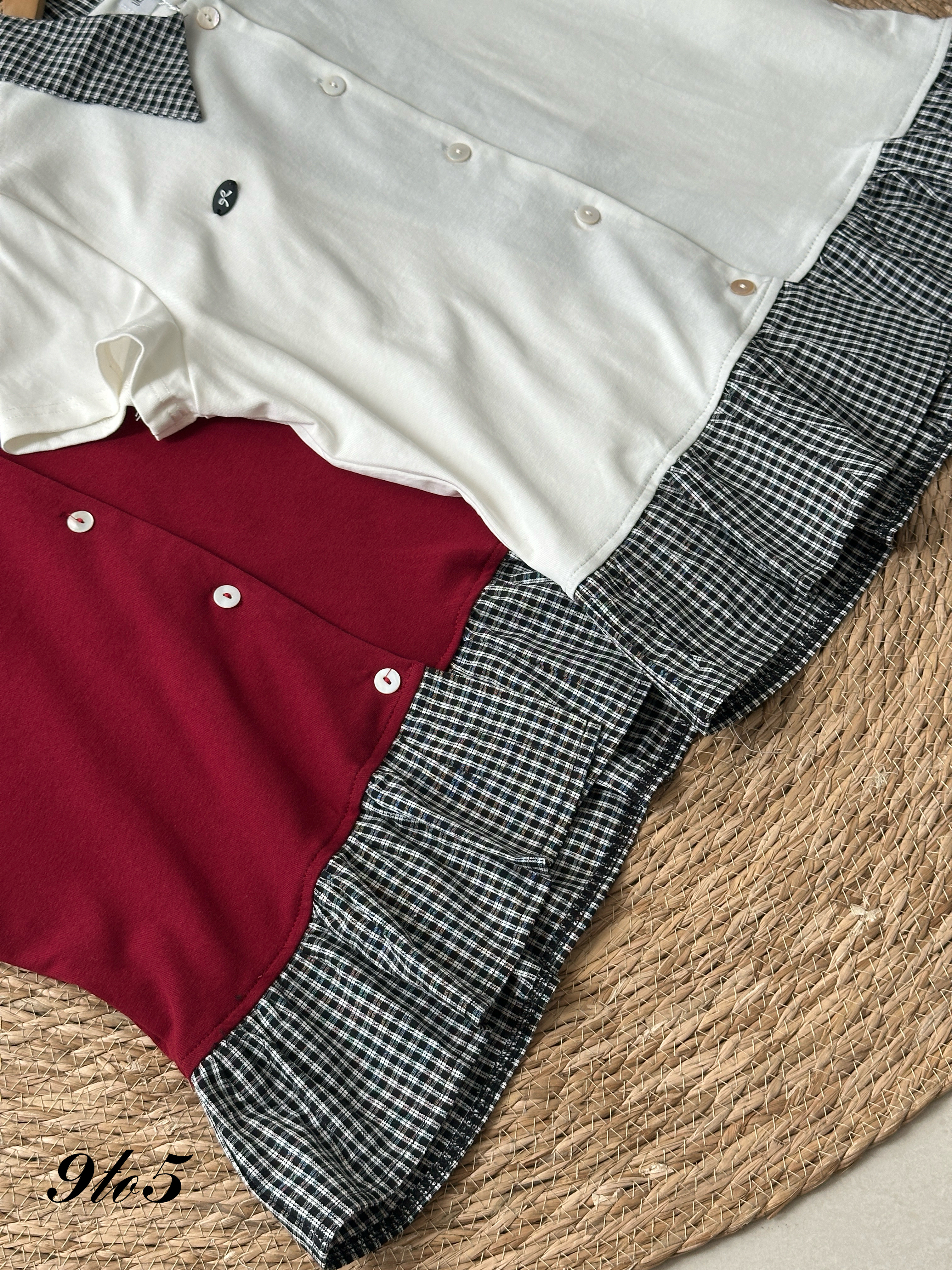 T4055 Checker Peplum Polo Tee - 4 Colors