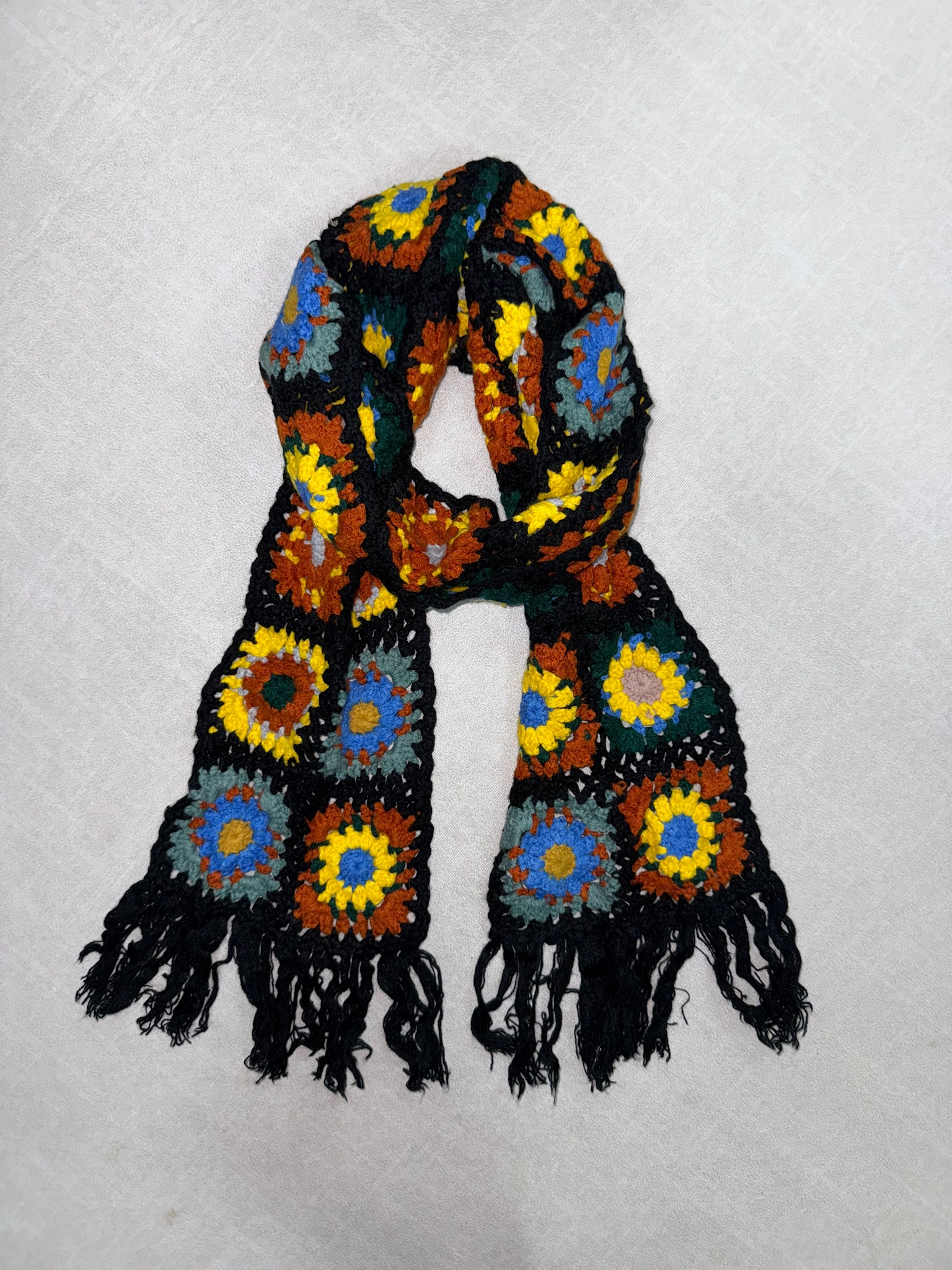Colourful Granny Square Scarf