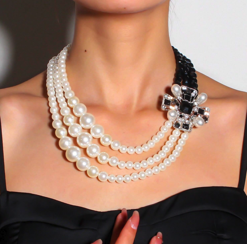 Statement B&W Pearl Necklace