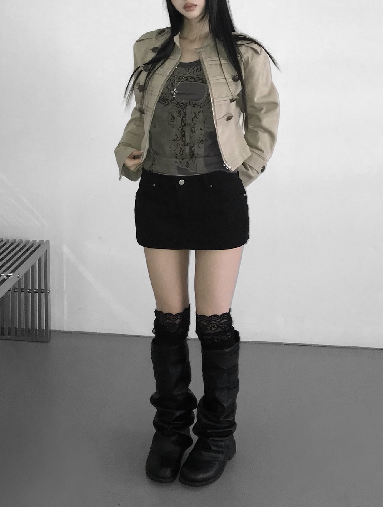 Vintage Zip Front Cropped Jacket