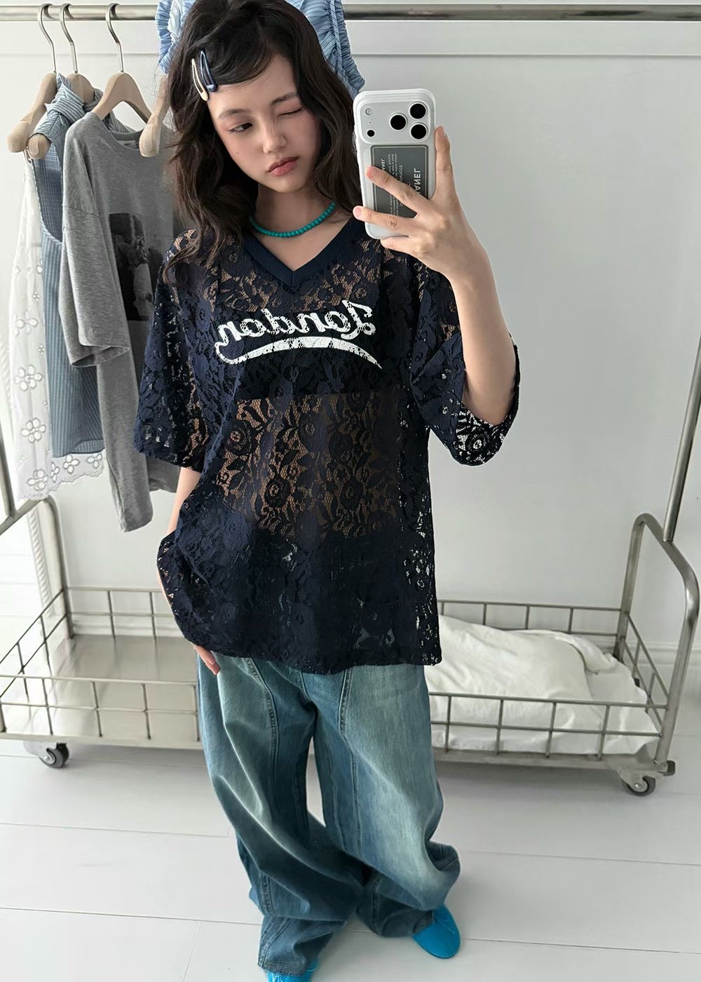 221294 V領Lace Tee