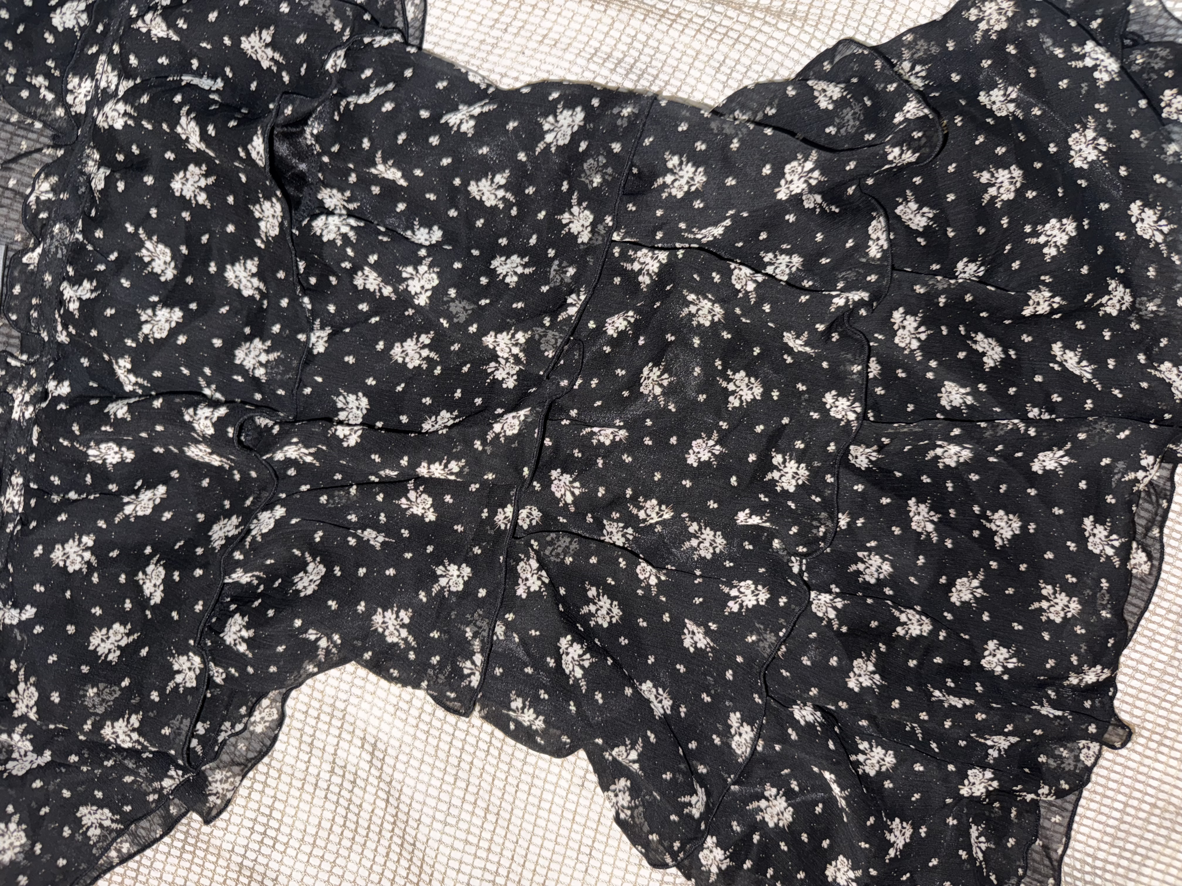 Black Floral Chiffon Top