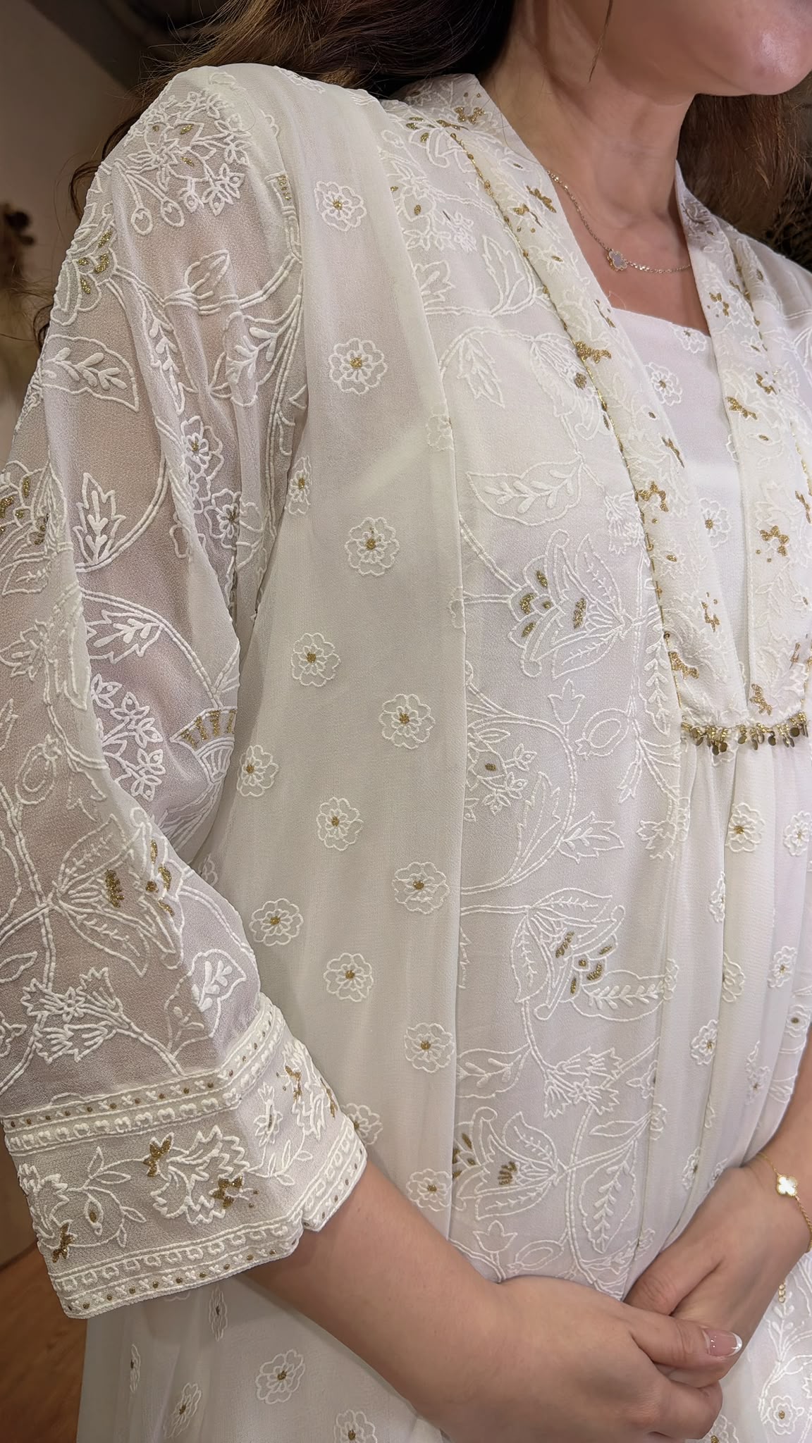 2892 Powder White Heavy Emb Chiffron OP