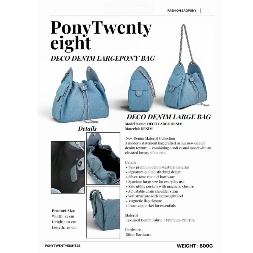 泰國Pony Twent Yeight Deco Large Denim 新款🔥缺貨款式🔥需訂購一個月‼️‼️