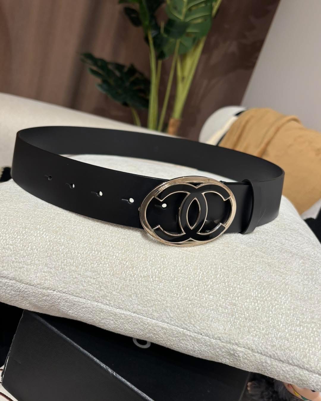 Chanel belt 黑色牛皮CC logo皮帶85cm 100%Authentic,98%new✅盒