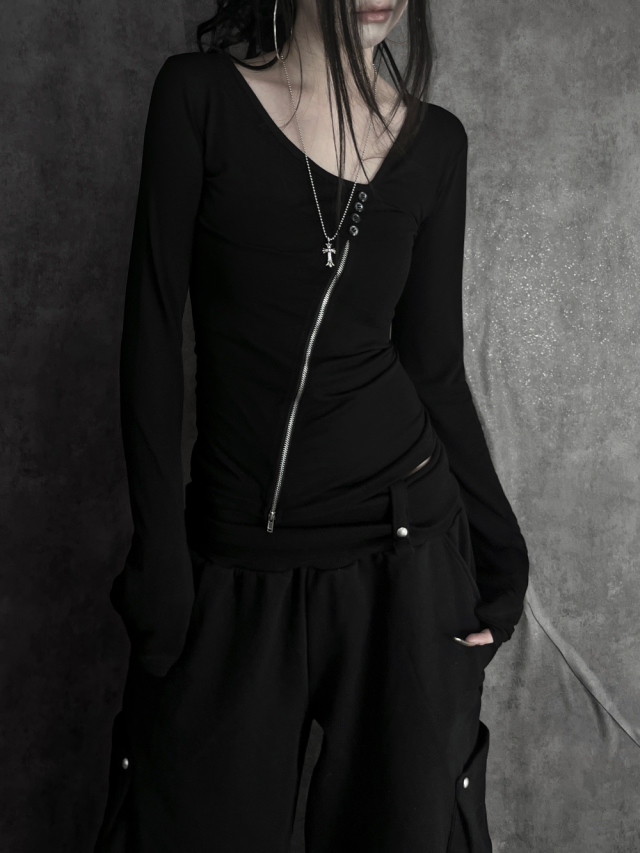Asymmetric Zip Fitted Top