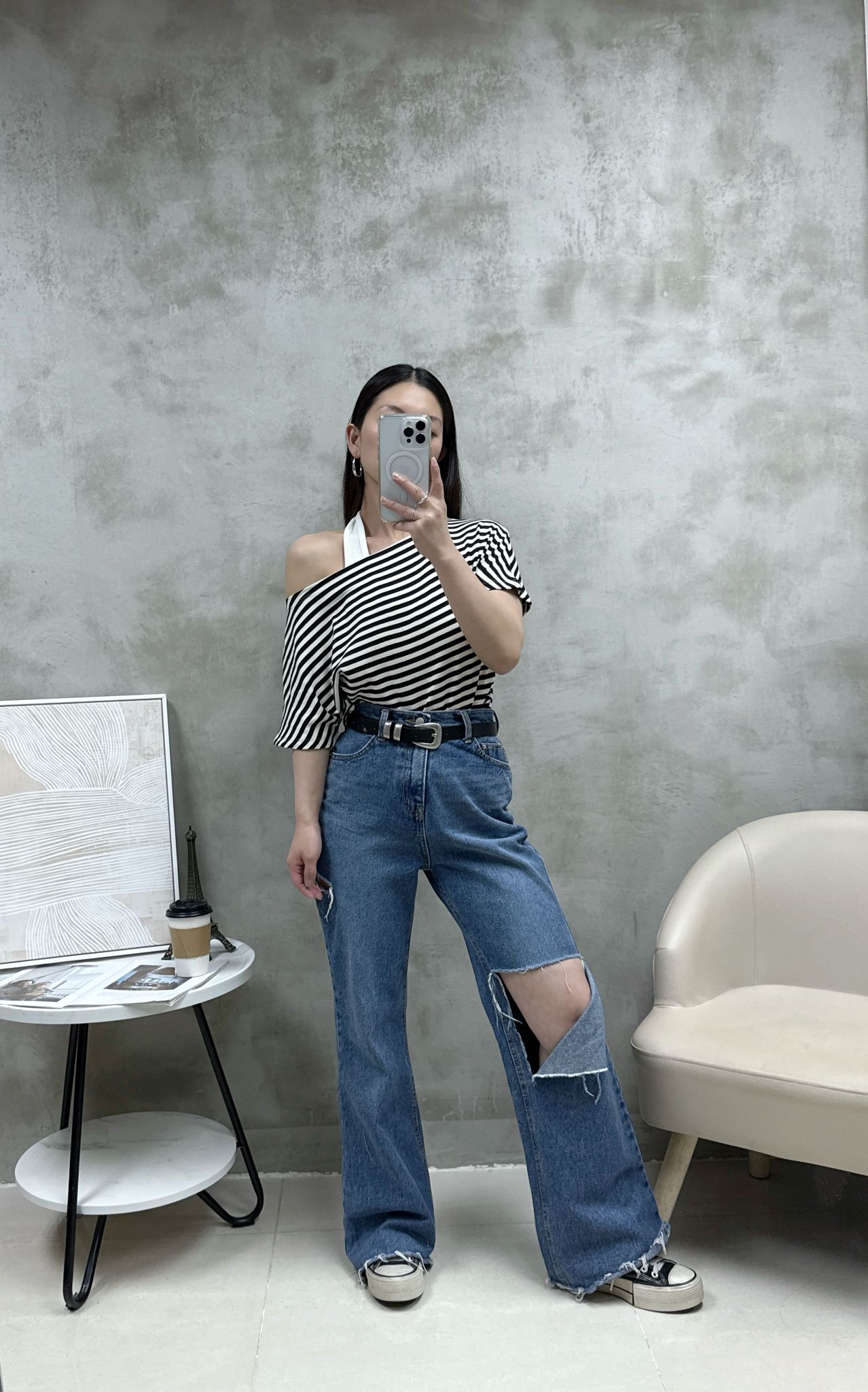 C08 假兩件橫間Top