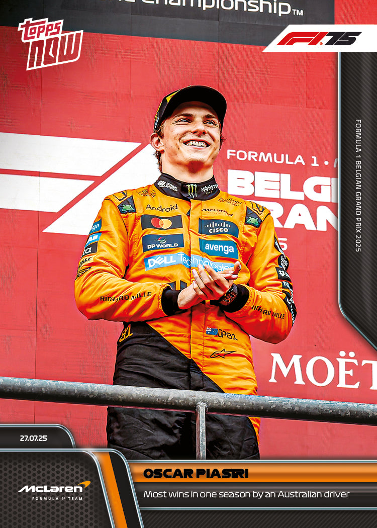 Oscar Piastri - 2025 F1 Topps NOW® #52 Belgian GP 贏車卡｜PR 2,404