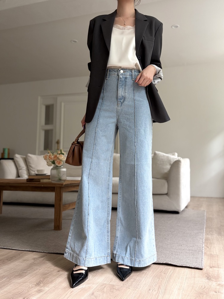 Margot Blazer with Striped Cuffs (Charcoal)
