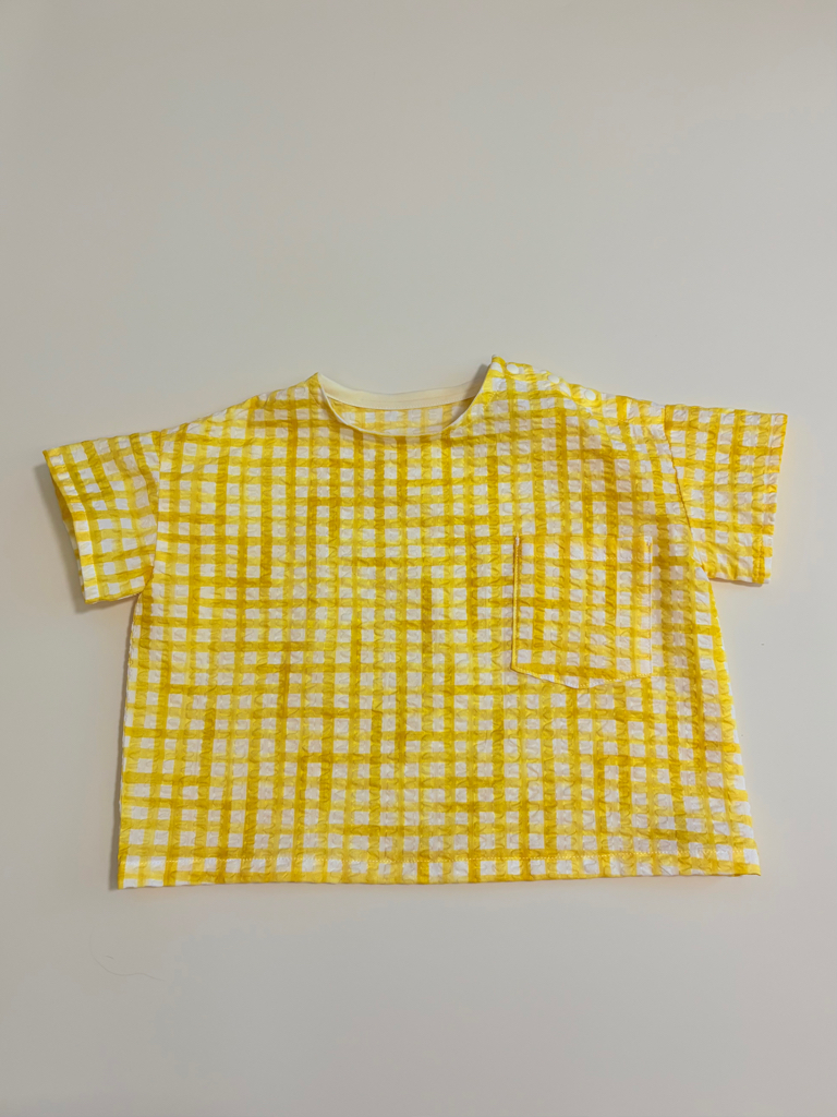 黃色泡泡布寬鬆短袖上衣（90碼 / 100碼）