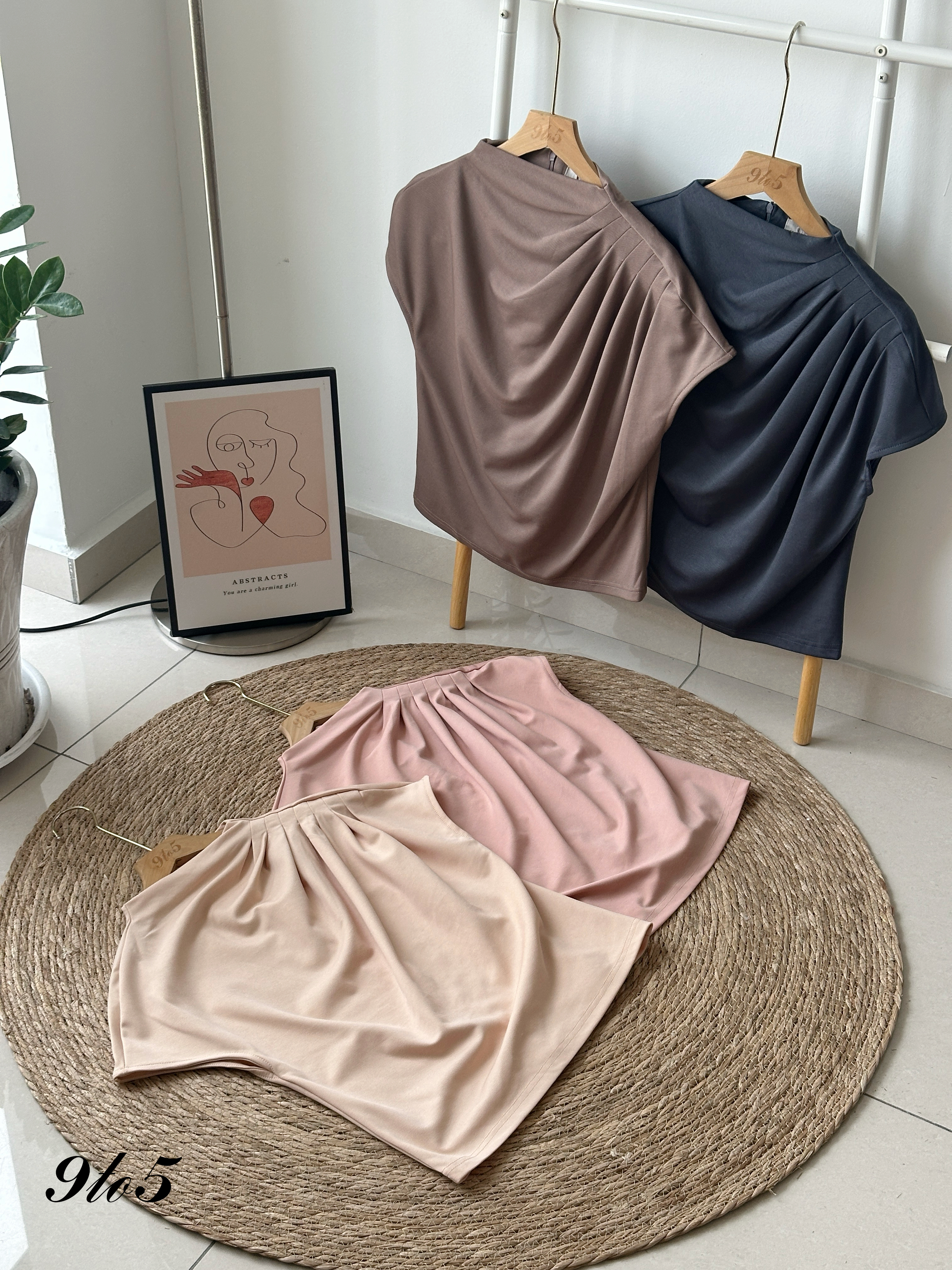 T4159 Mock Neck Ruched Top - 4 Colors 